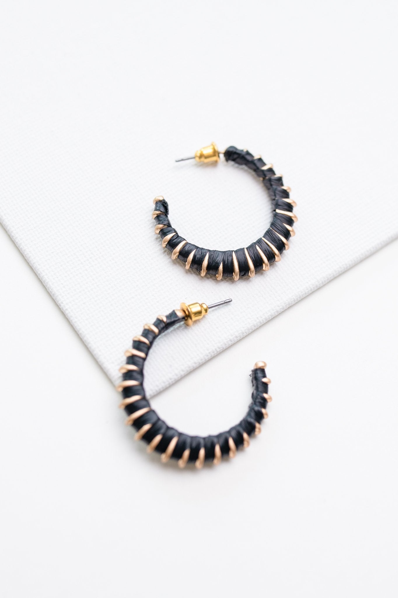 Threaded In Black Hoop Earrings