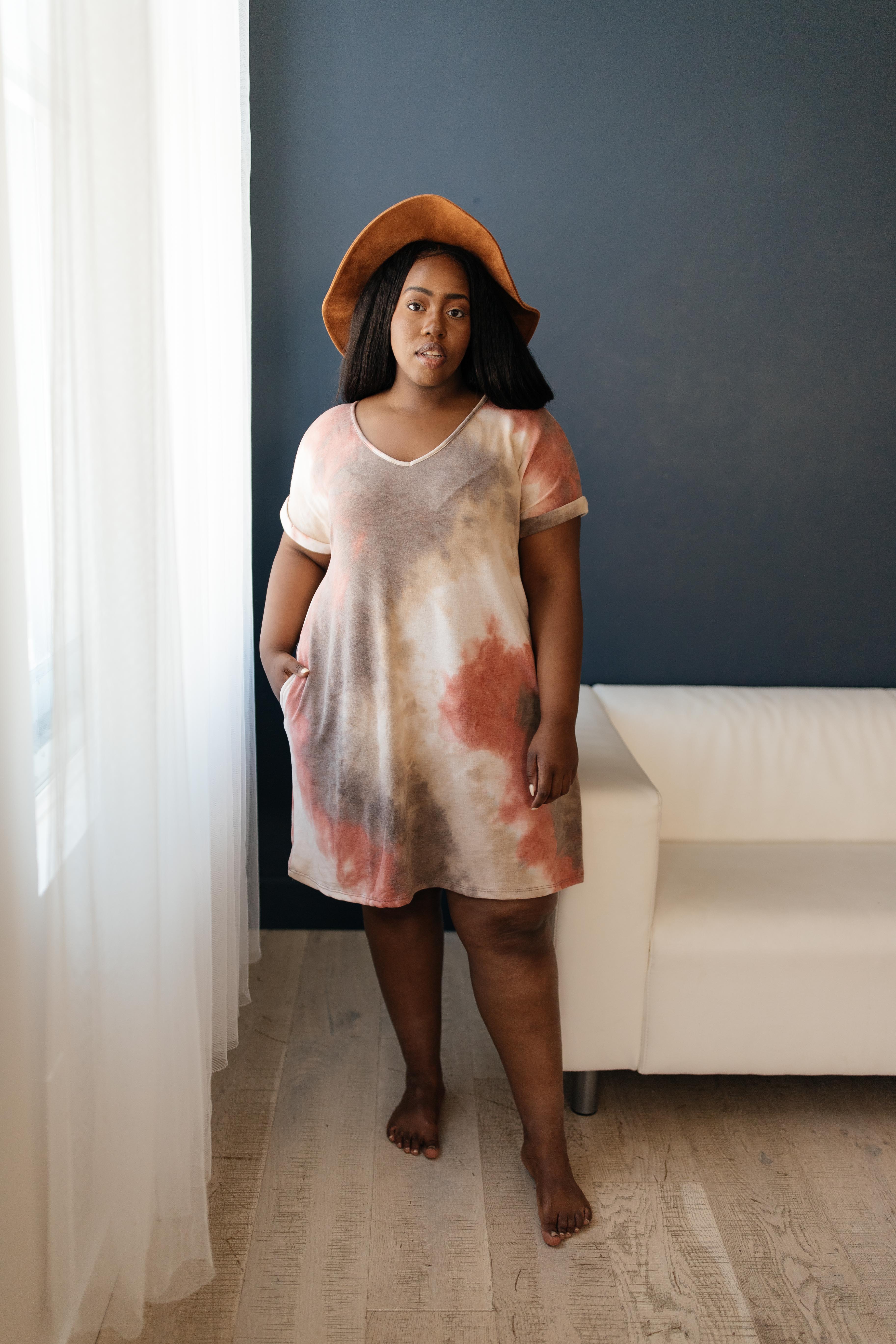 Tie Dye T-Shirt Dress In Mocha