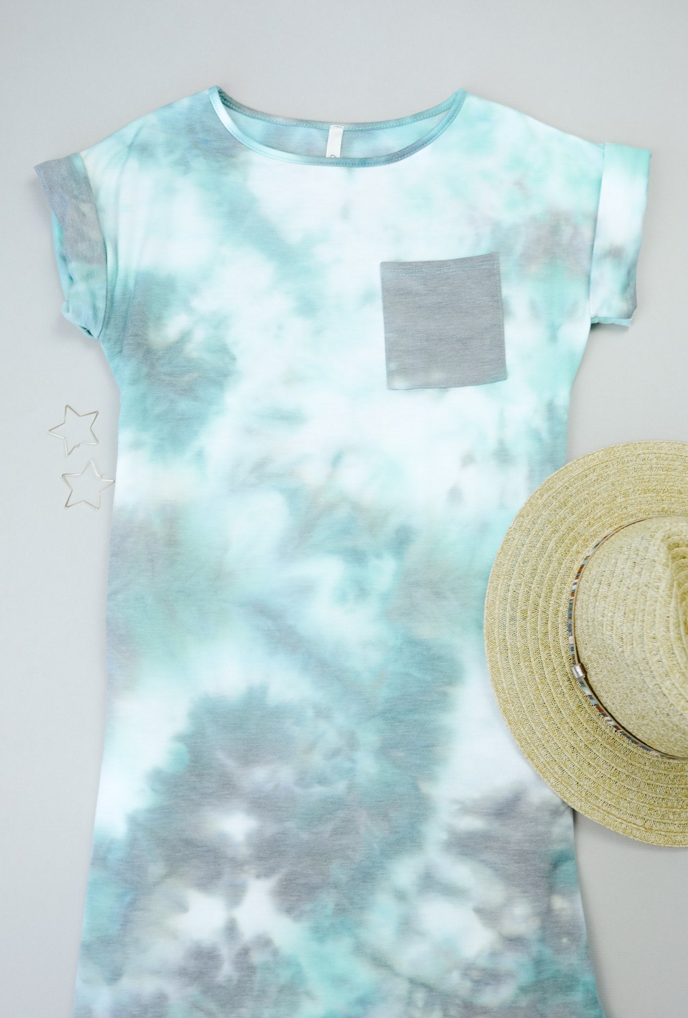 Tie Dyed Comfort T-Shirt Dress In Mint