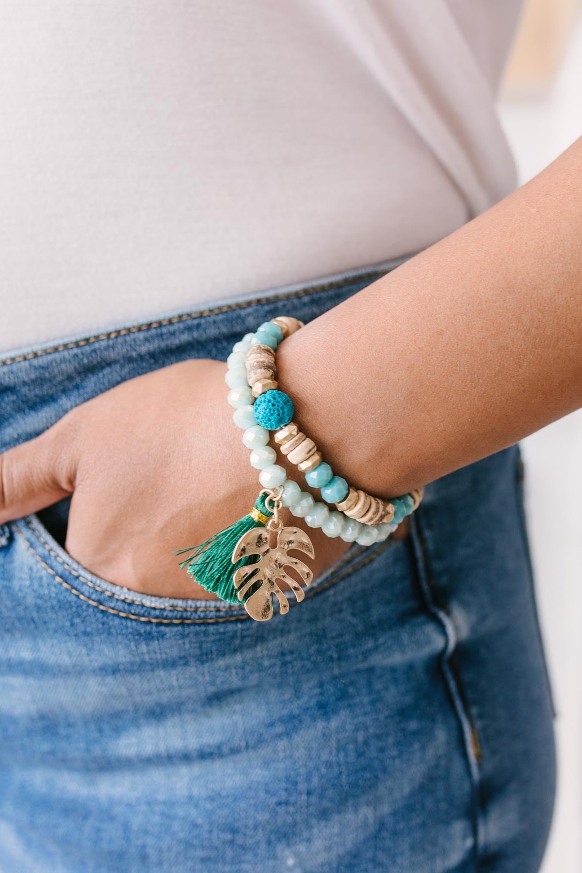 Tropics & Jade Stone Bracelet Set