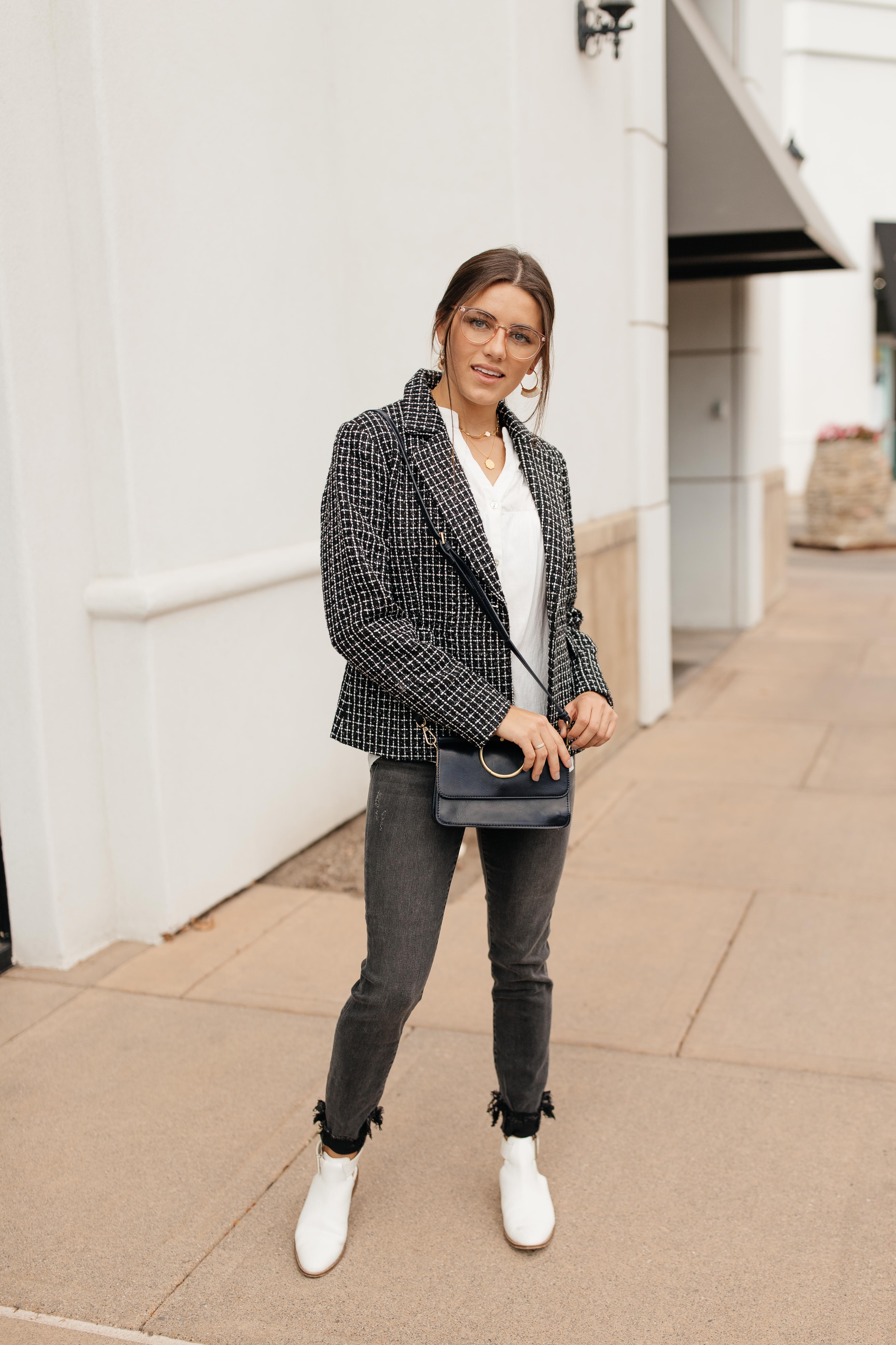 Tweedle Delightful Tweed Blazer In Black