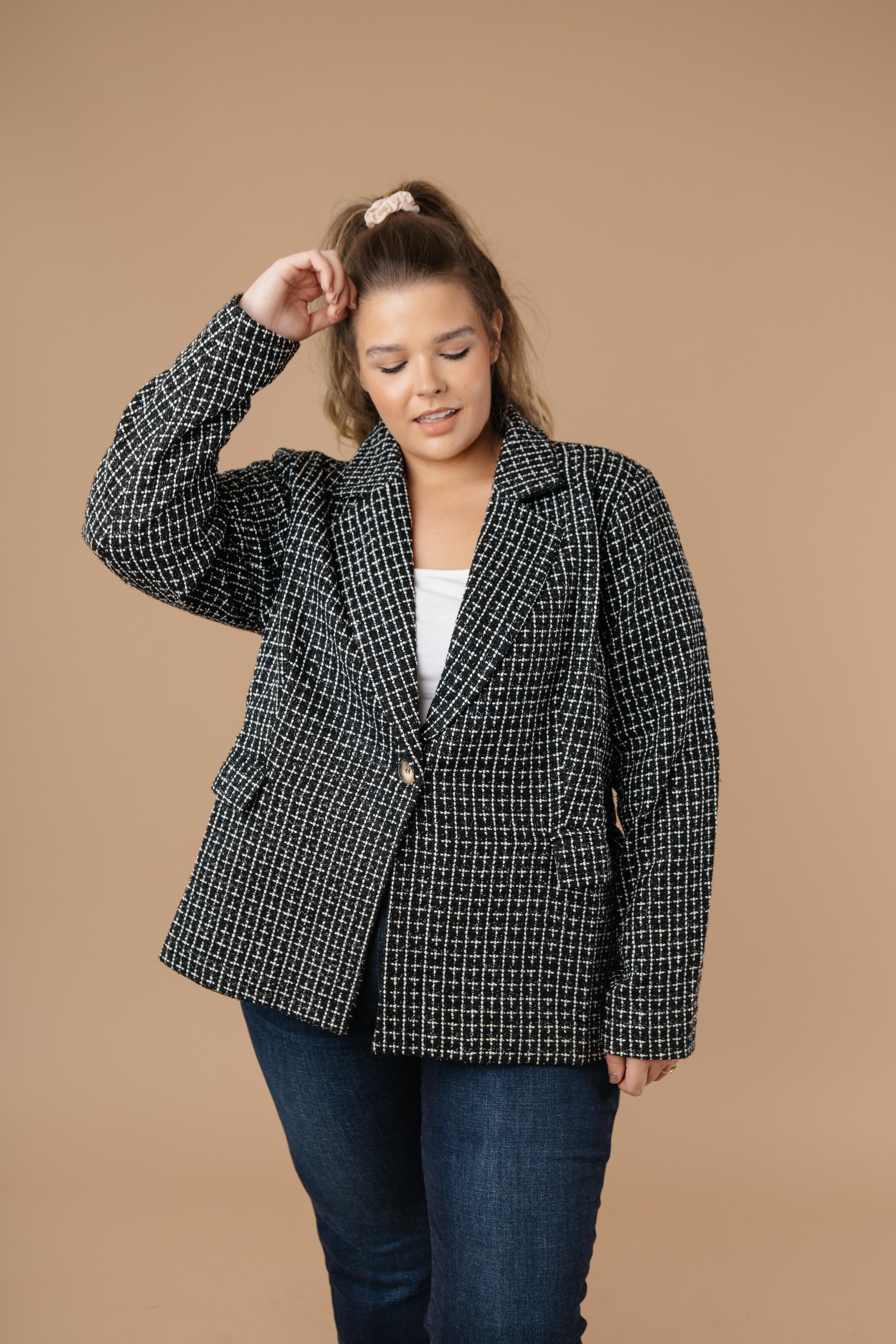 Tweedle Delightful Tweed Blazer In Black