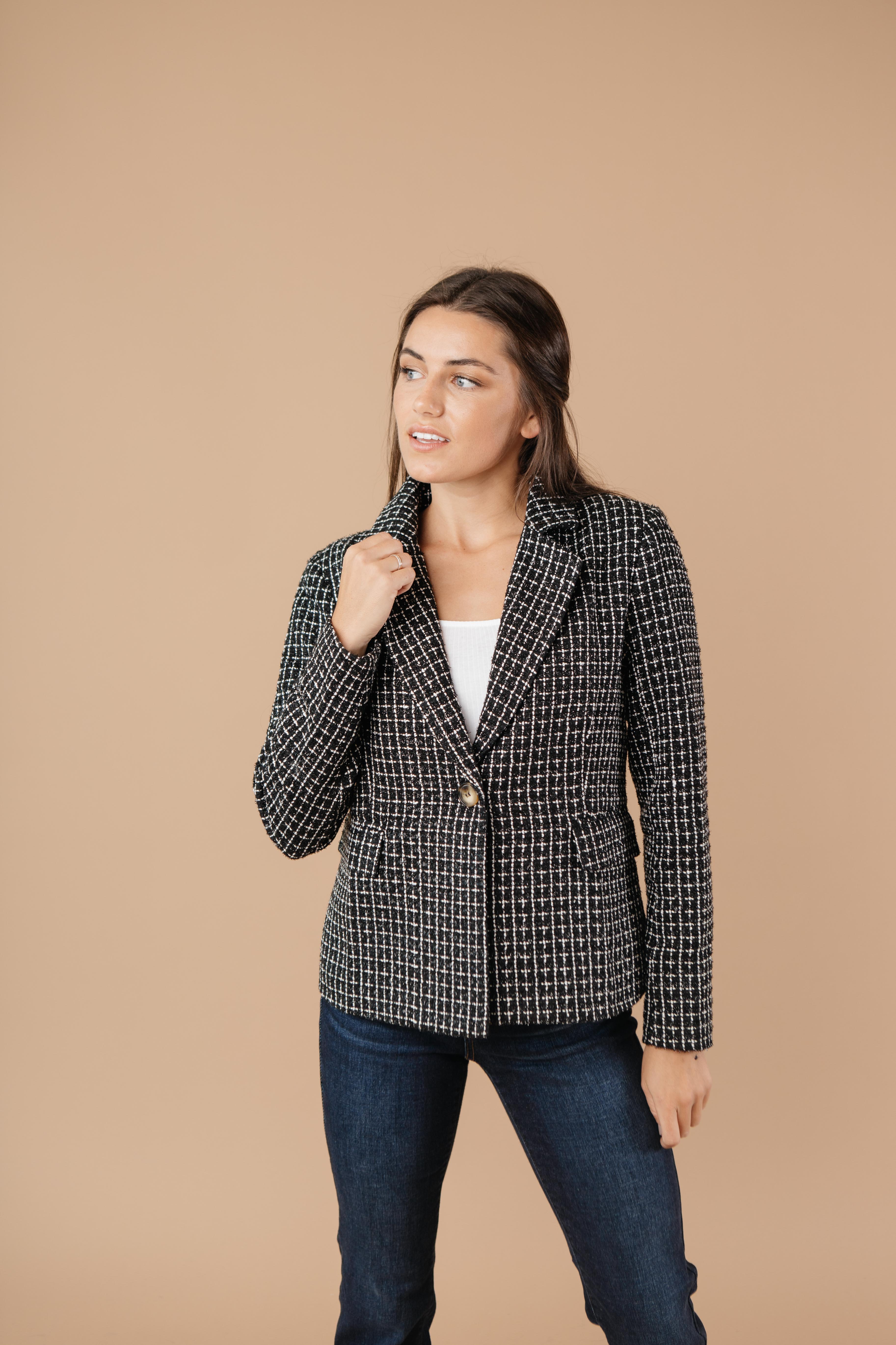 Tweedle Delightful Tweed Blazer In Black