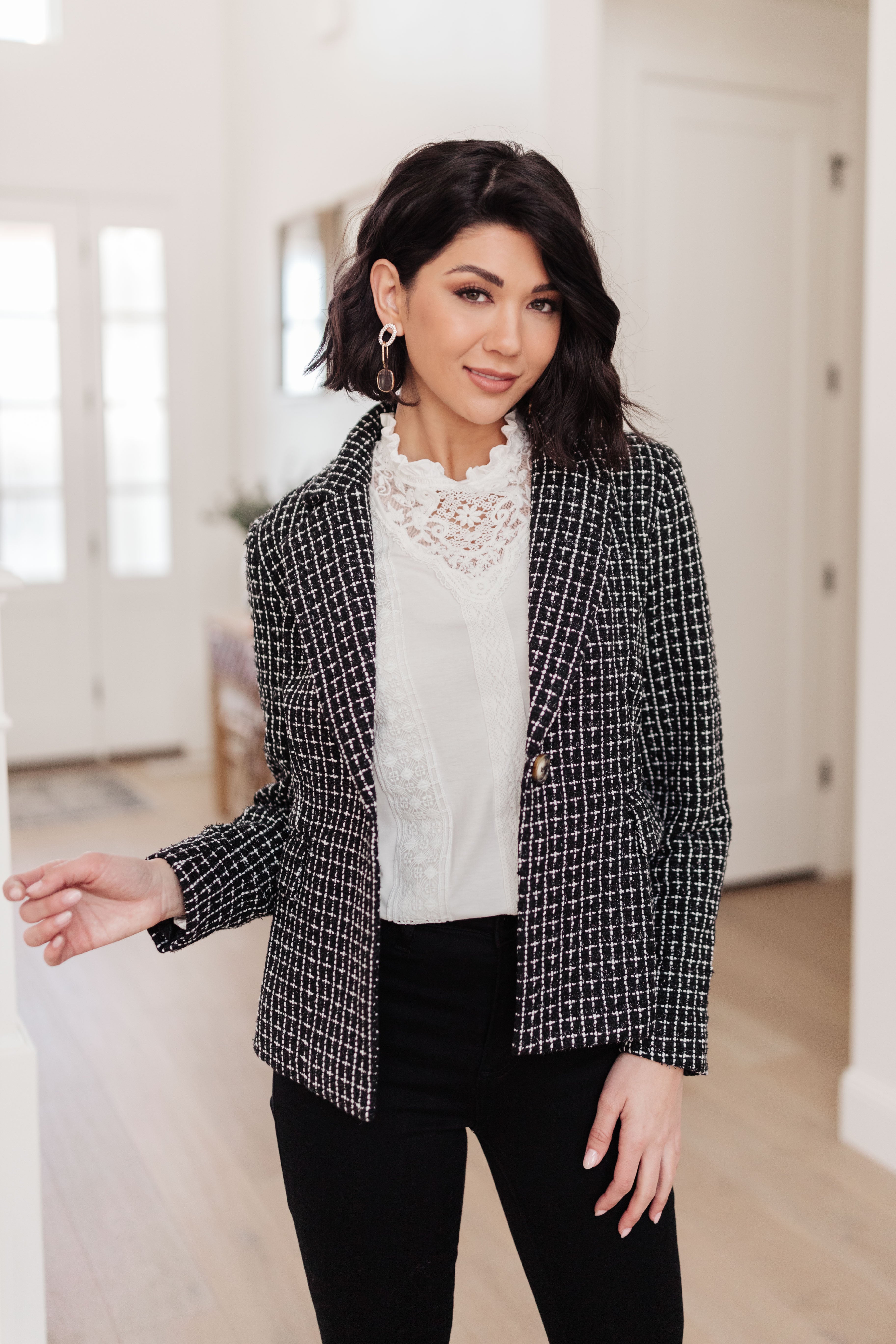 Tweedle Delightful Tweed Blazer In Black