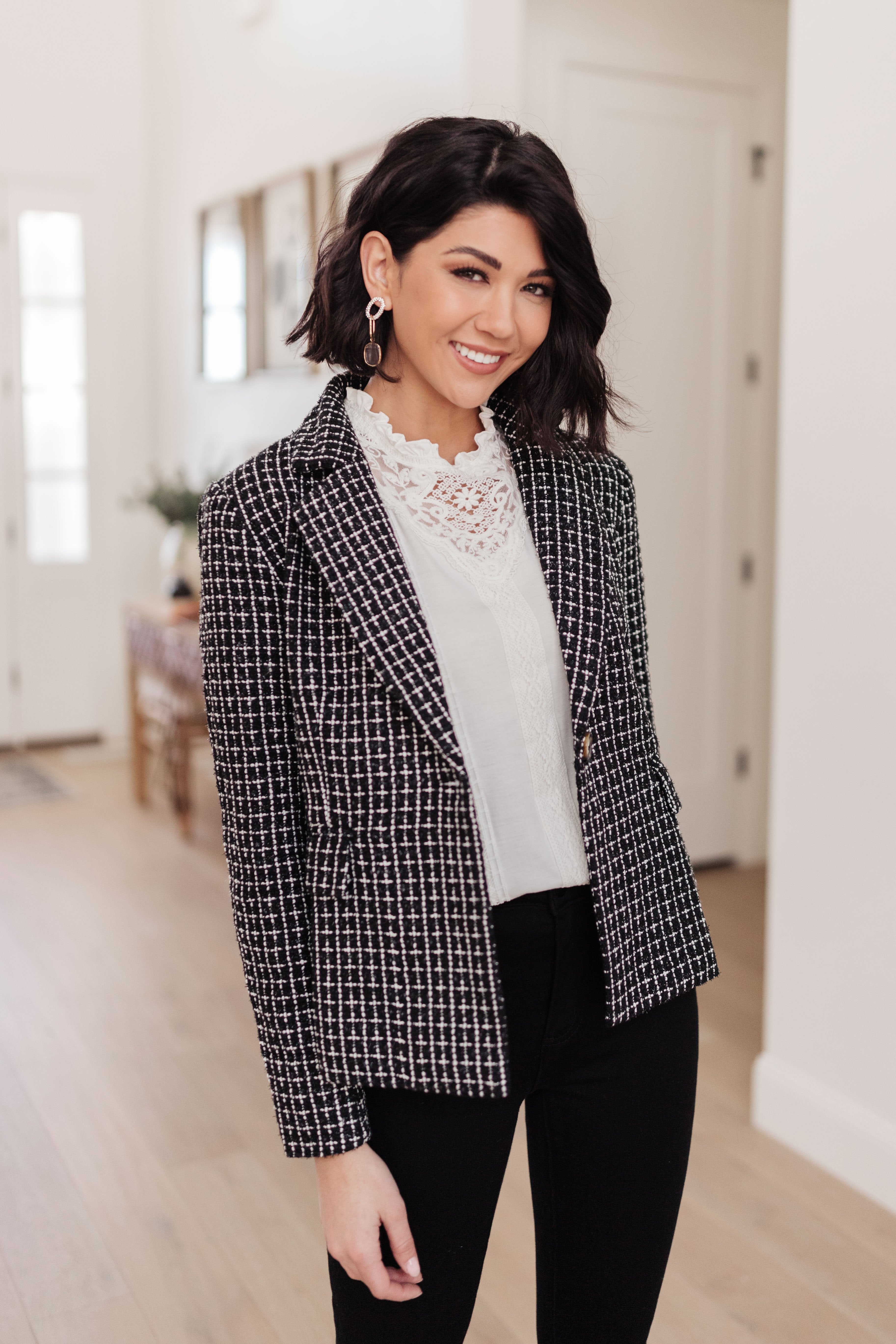 Tweedle Delightful Tweed Blazer In Black