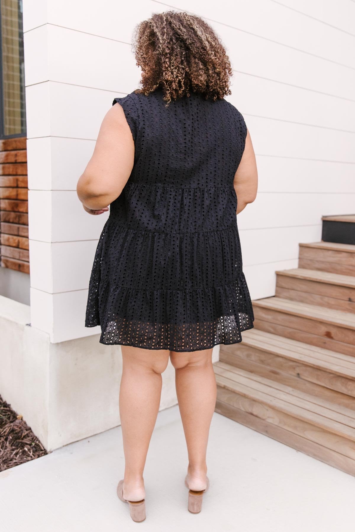 Warm Wishes Eyelet Dress in Black