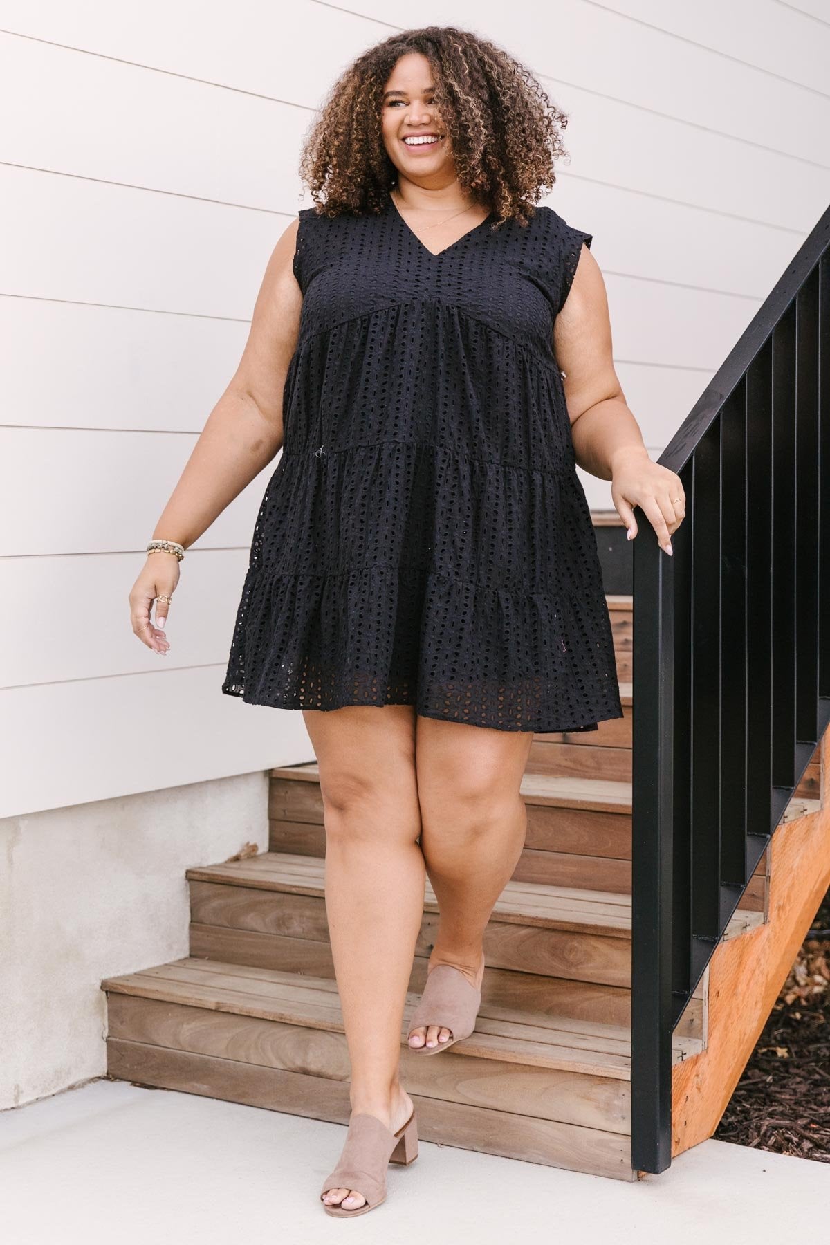 Warm Wishes Eyelet Dress in Black