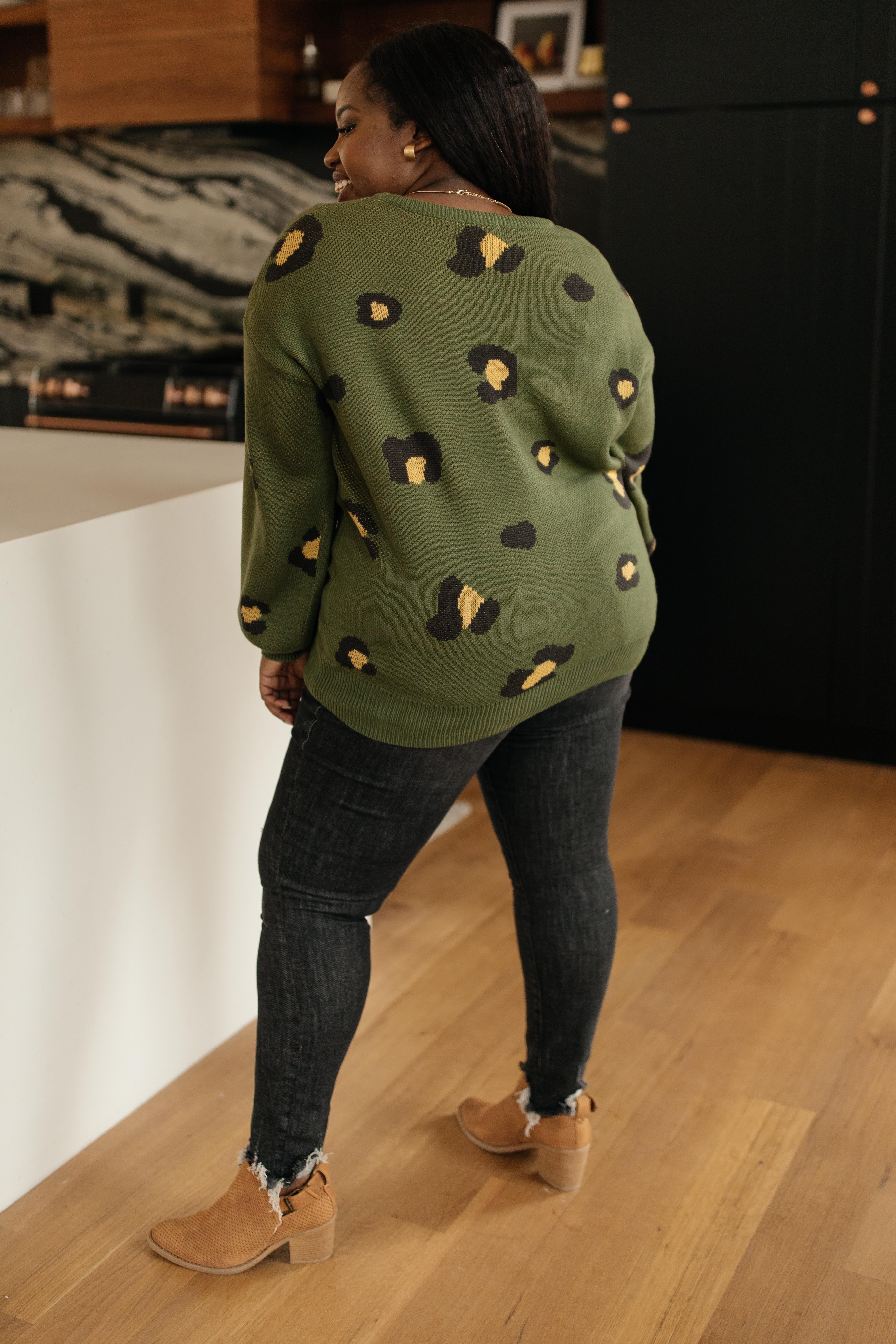 Winter Greens and Spots Sweater