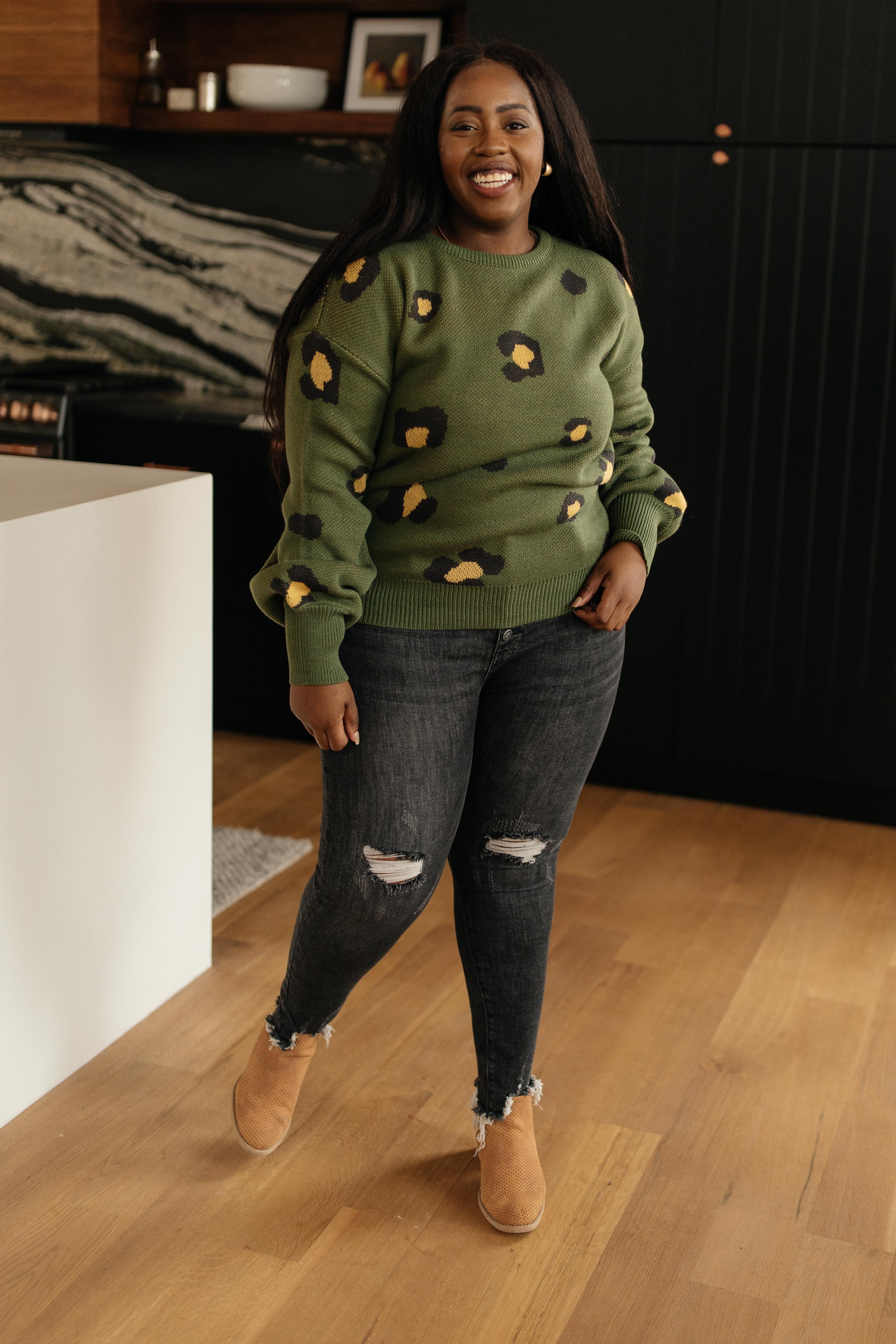 Winter Greens and Spots Sweater