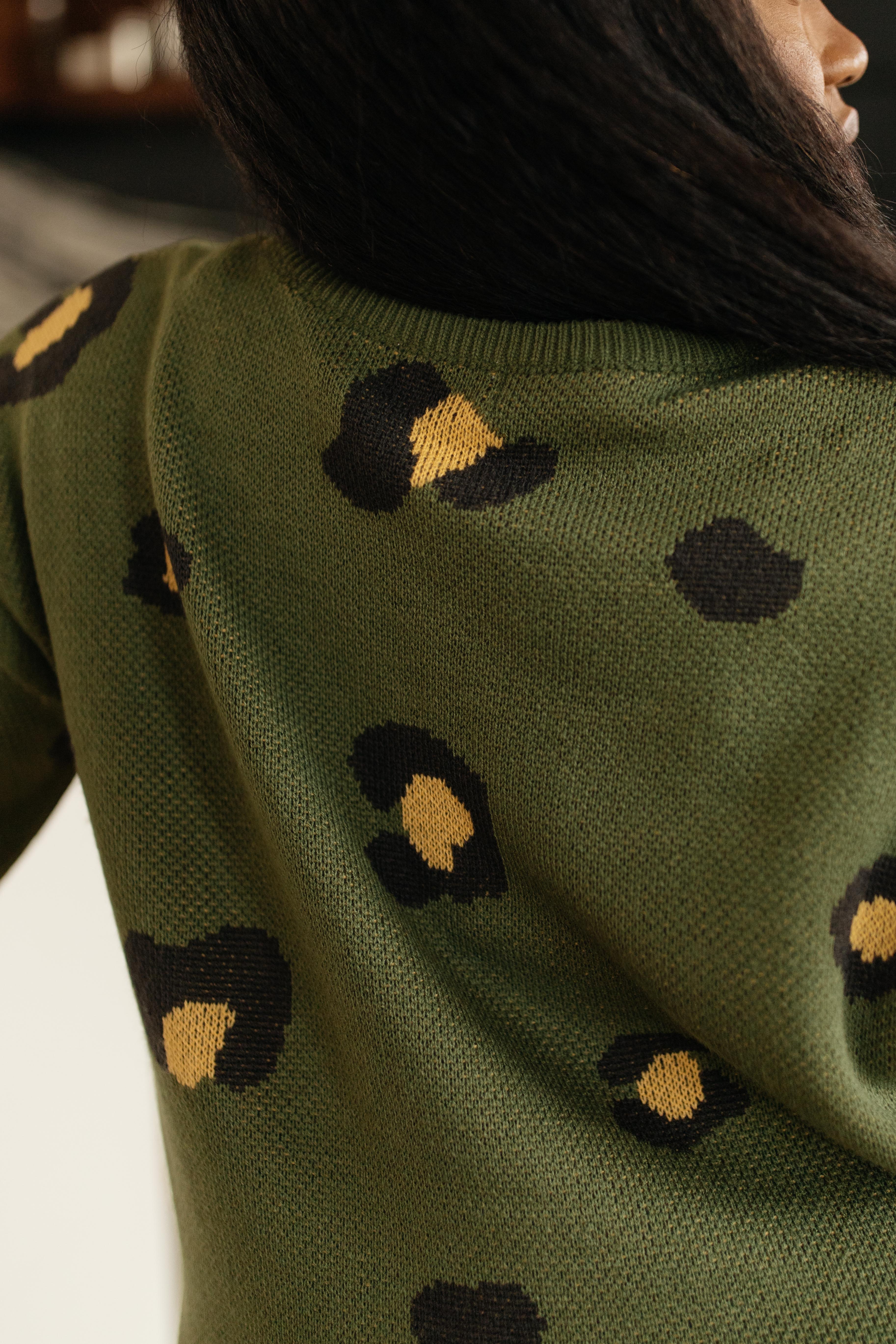 Winter Greens and Spots Sweater