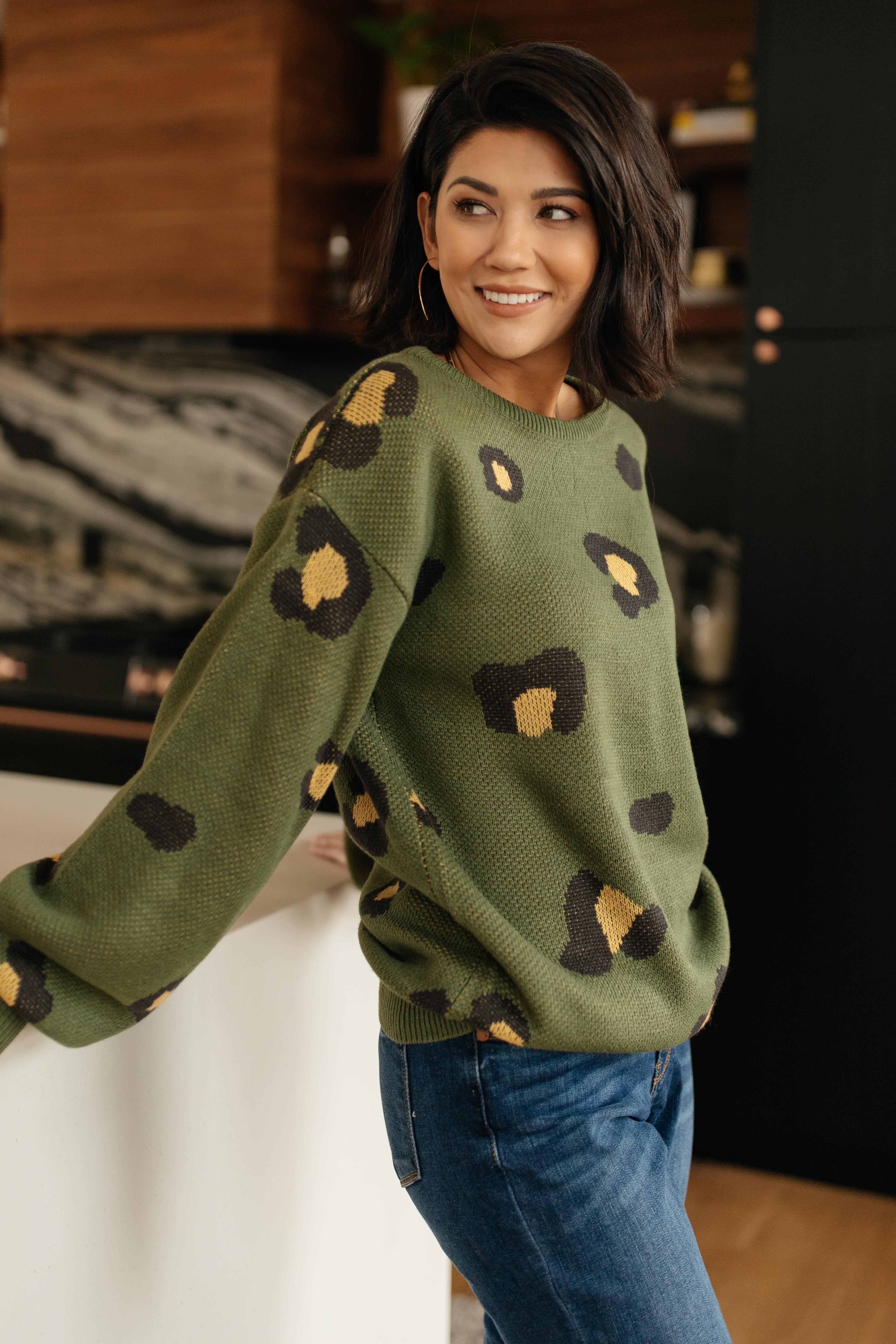 Winter Greens and Spots Sweater