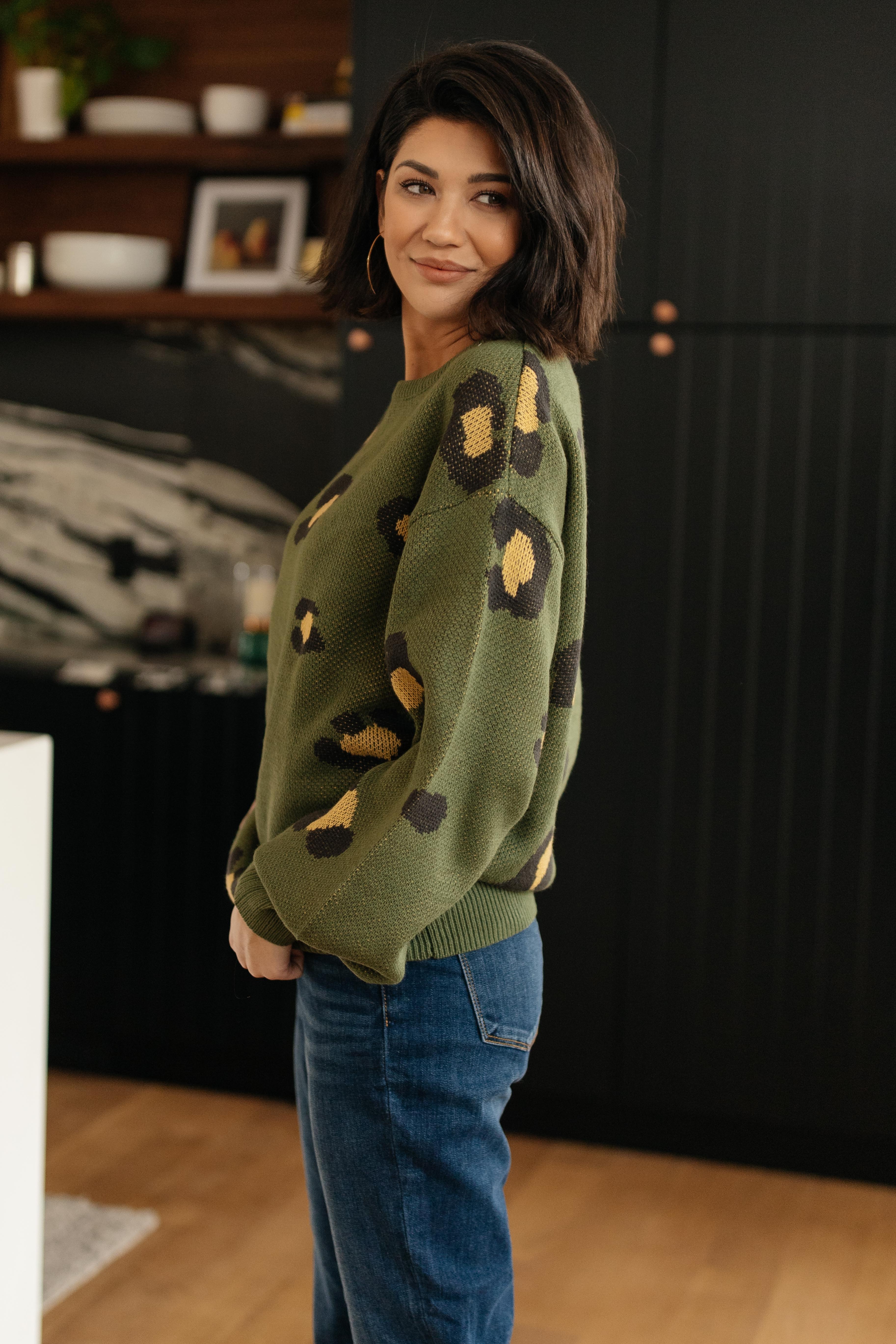 Winter Greens and Spots Sweater