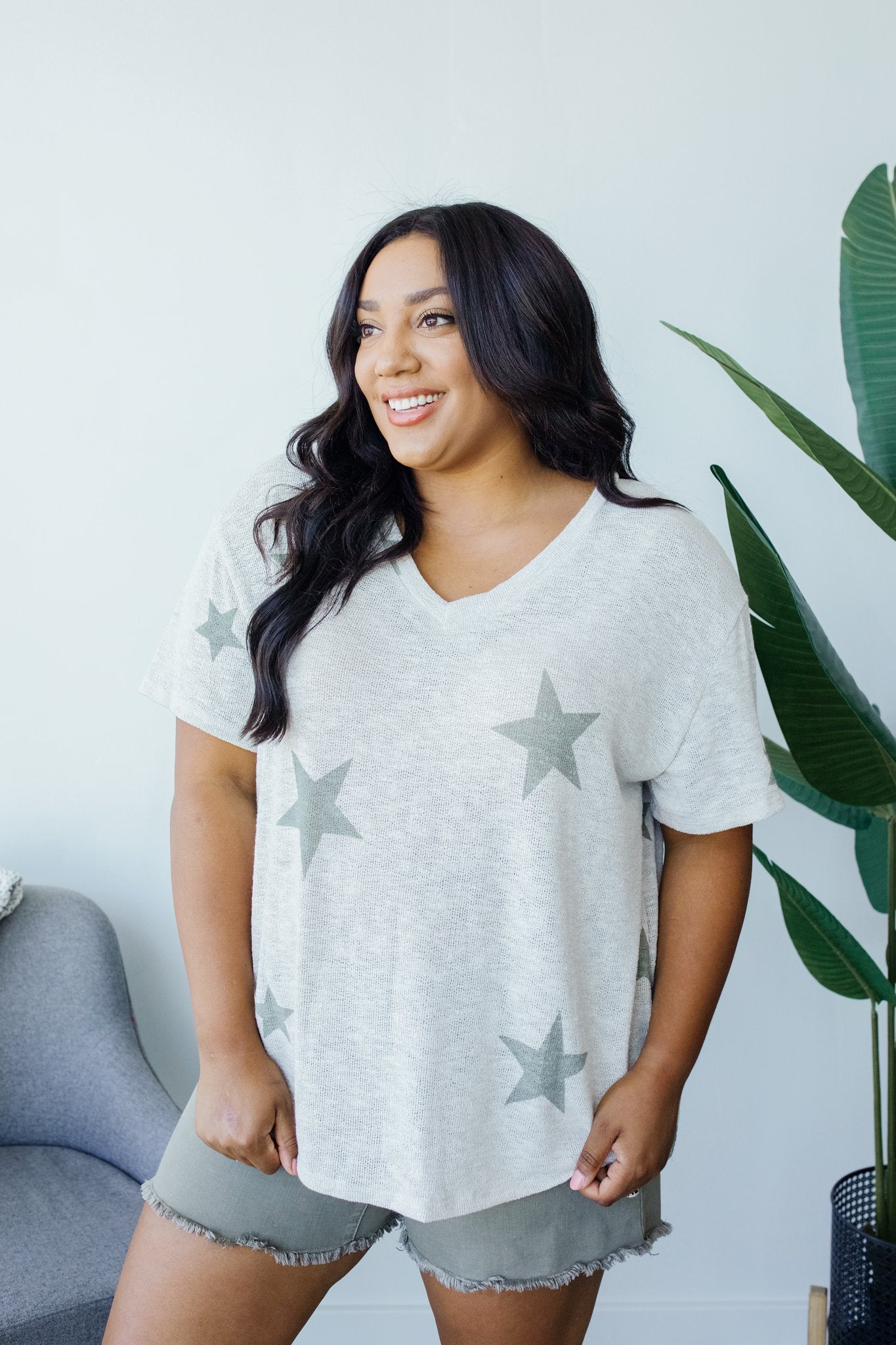 Wish Upon A Star Top In Gray