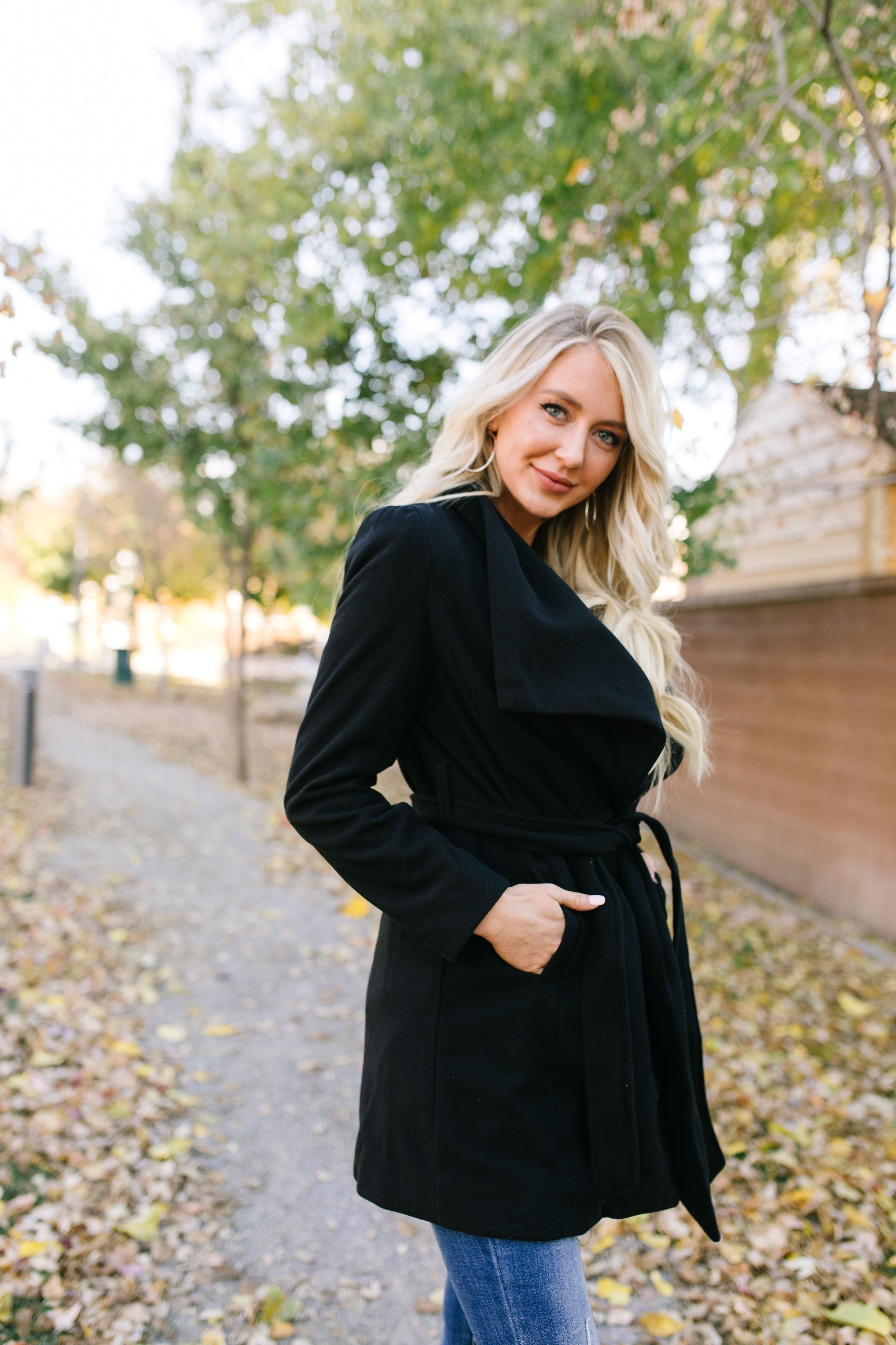 A Breath Of Paris Classic Wrap Trench Coat In Black