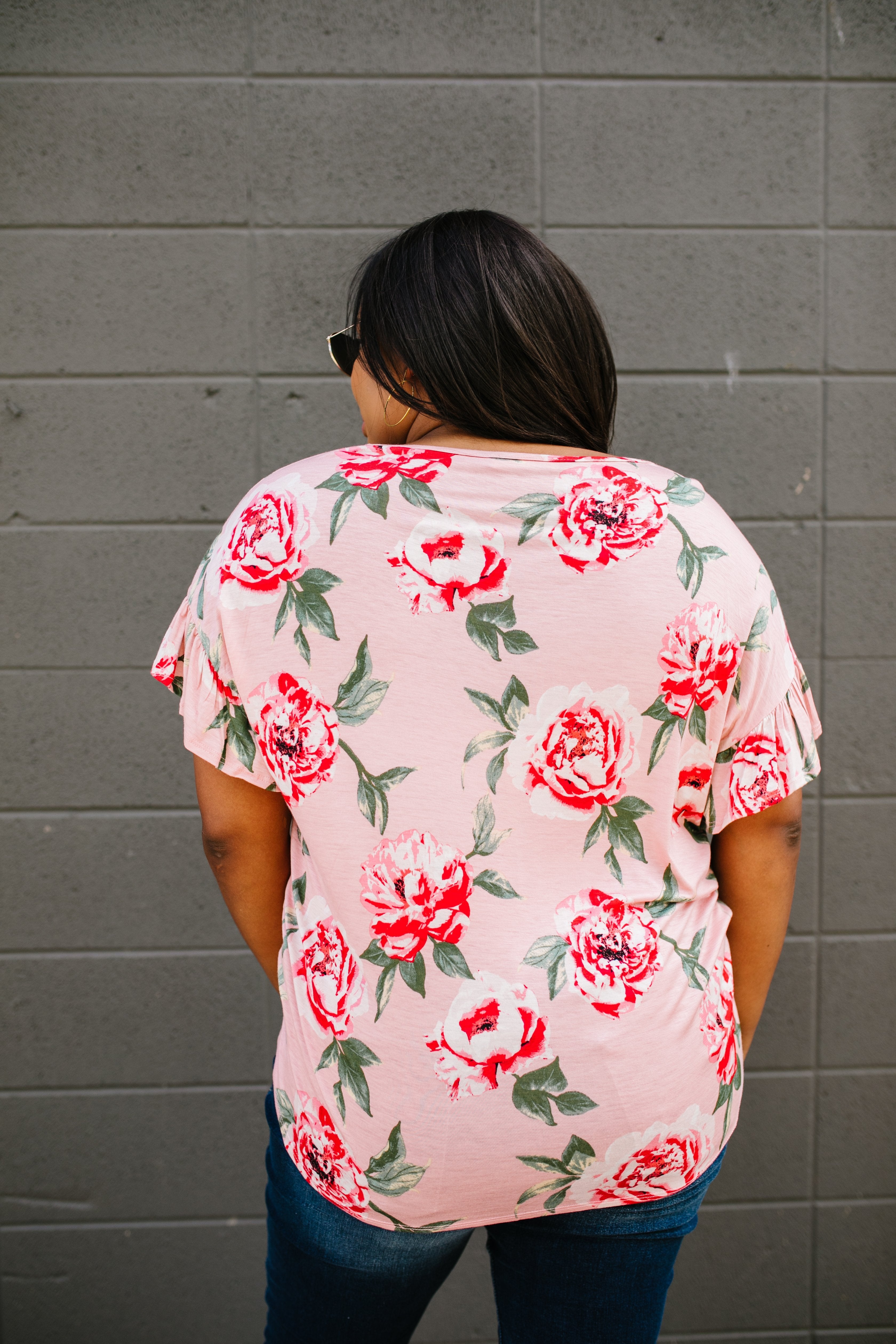 A Dozen Roses Tie Front Top