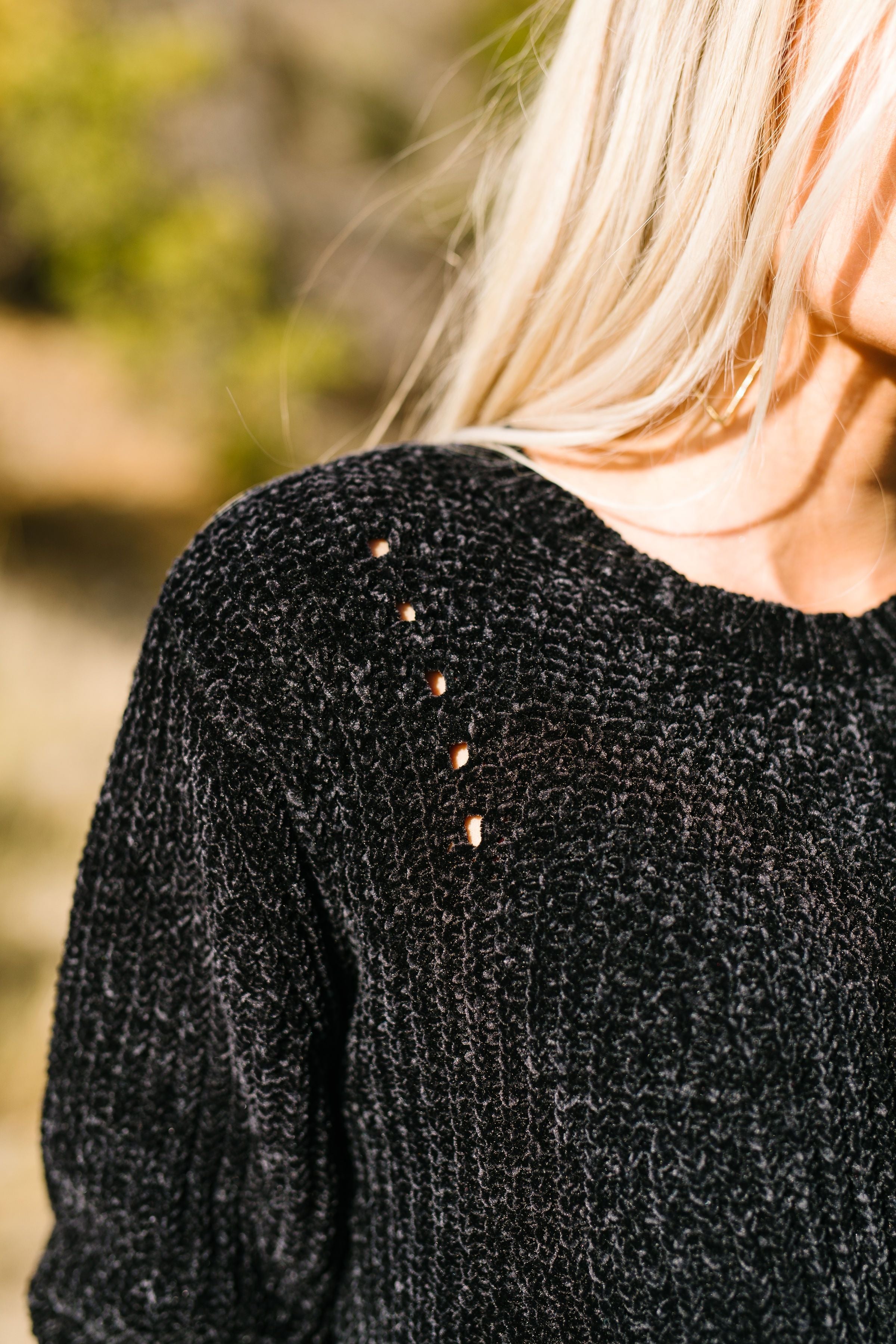 A Soft Chenille Sweater Turneth Away Wrath In Black - ALL SALES FINAL