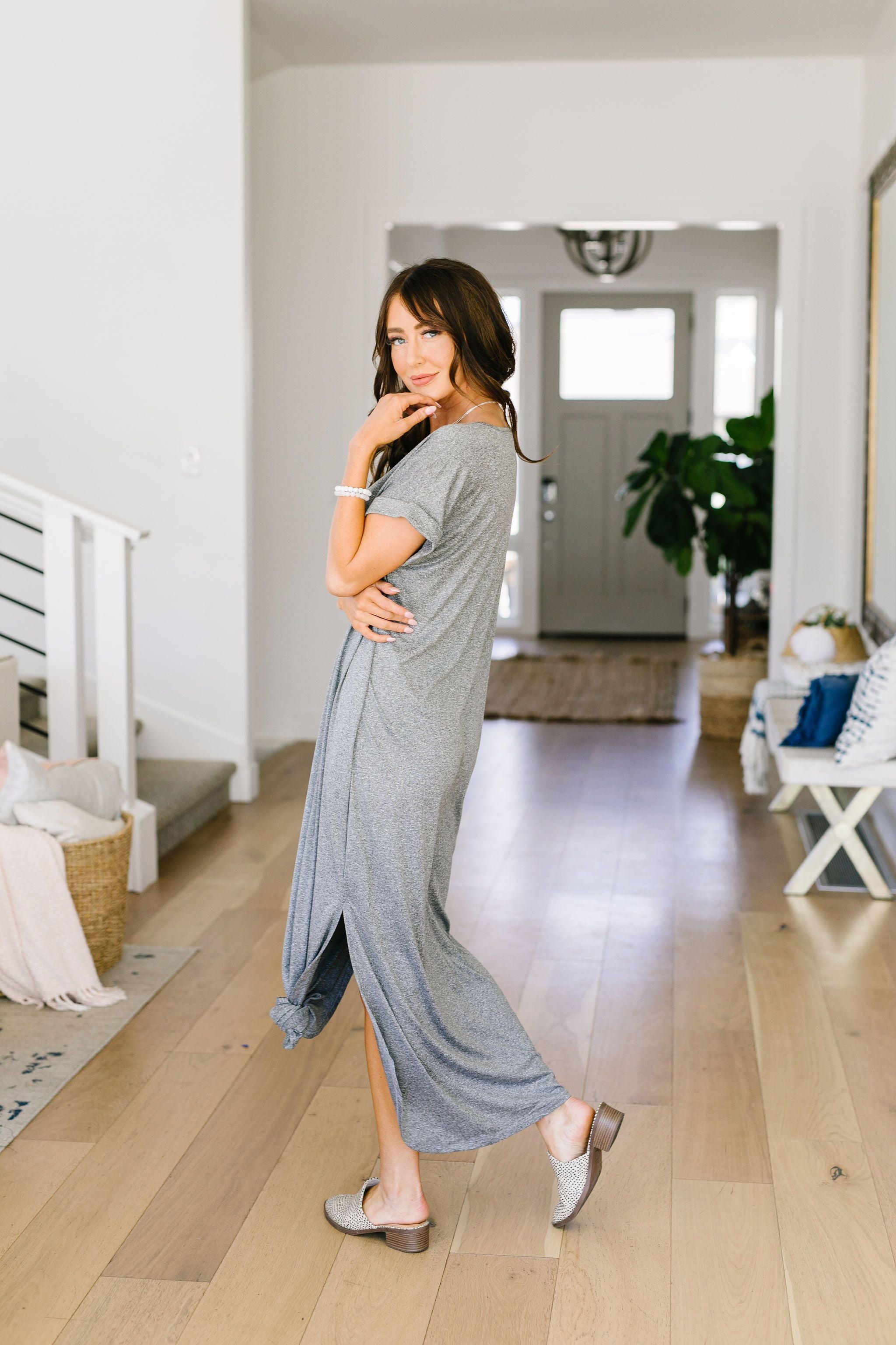 Above The Haze Gray Maxi Dress