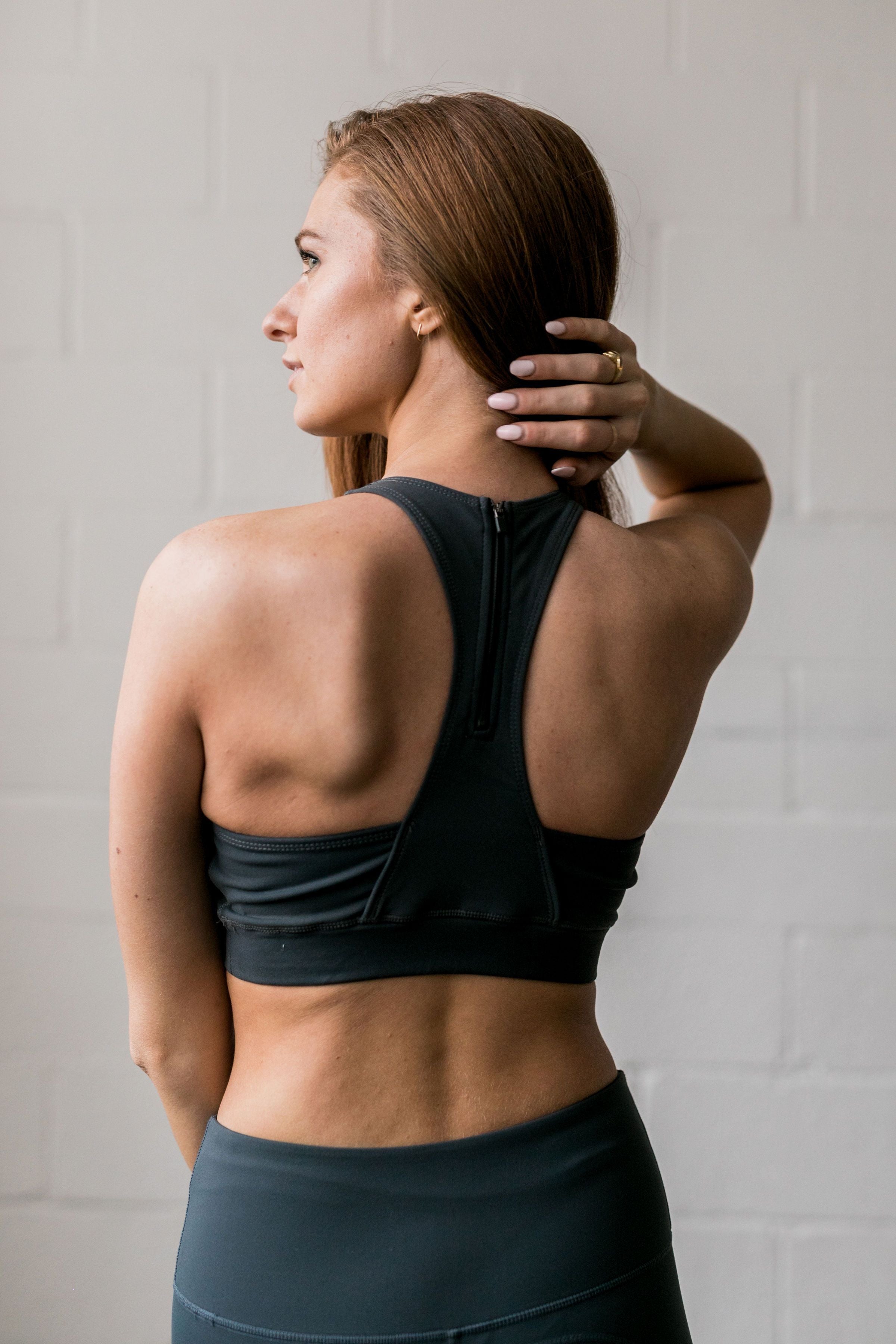 Ahead Of the Curve Sports Bra In Pine