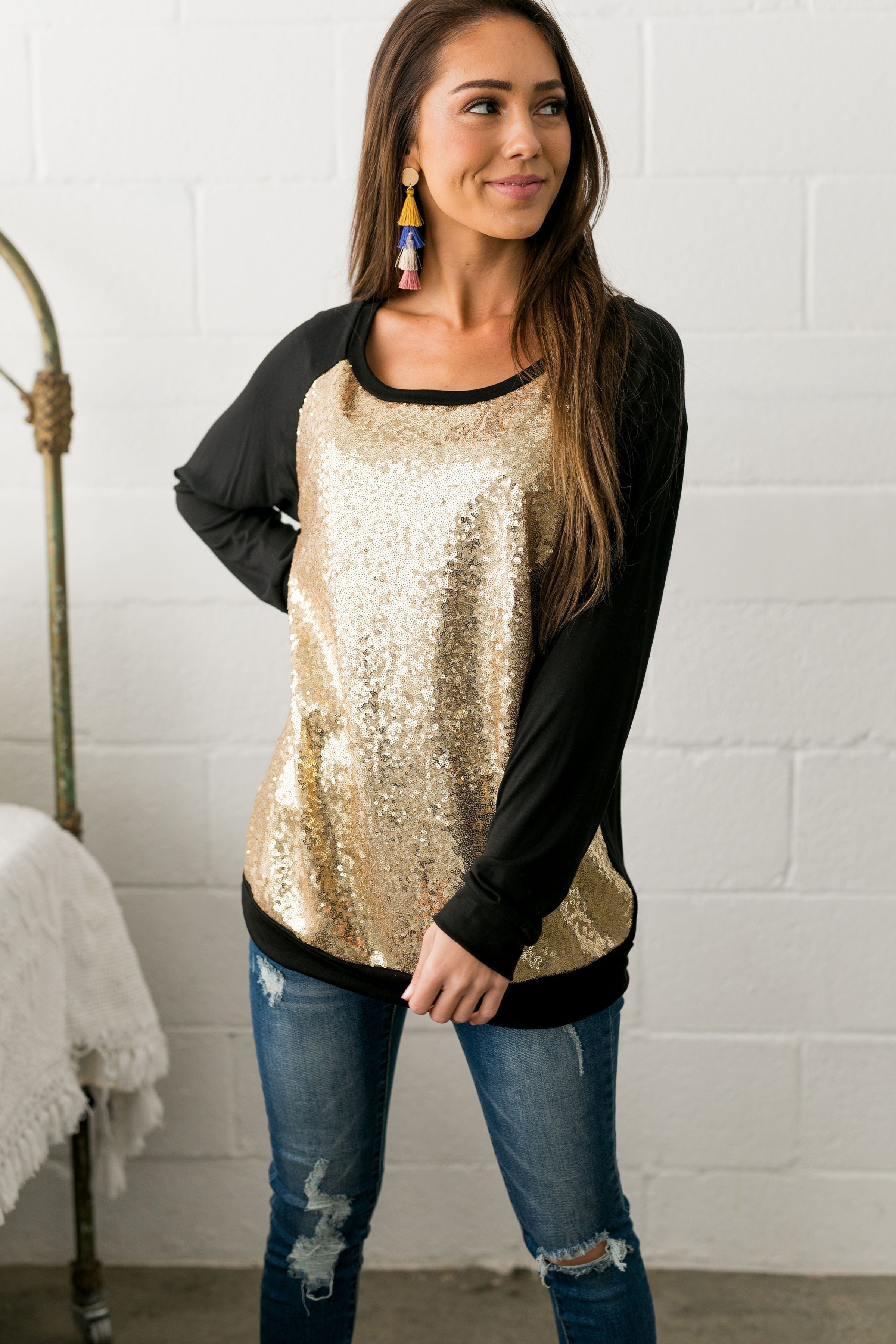 All That Glitters Is Gold Sequined Top