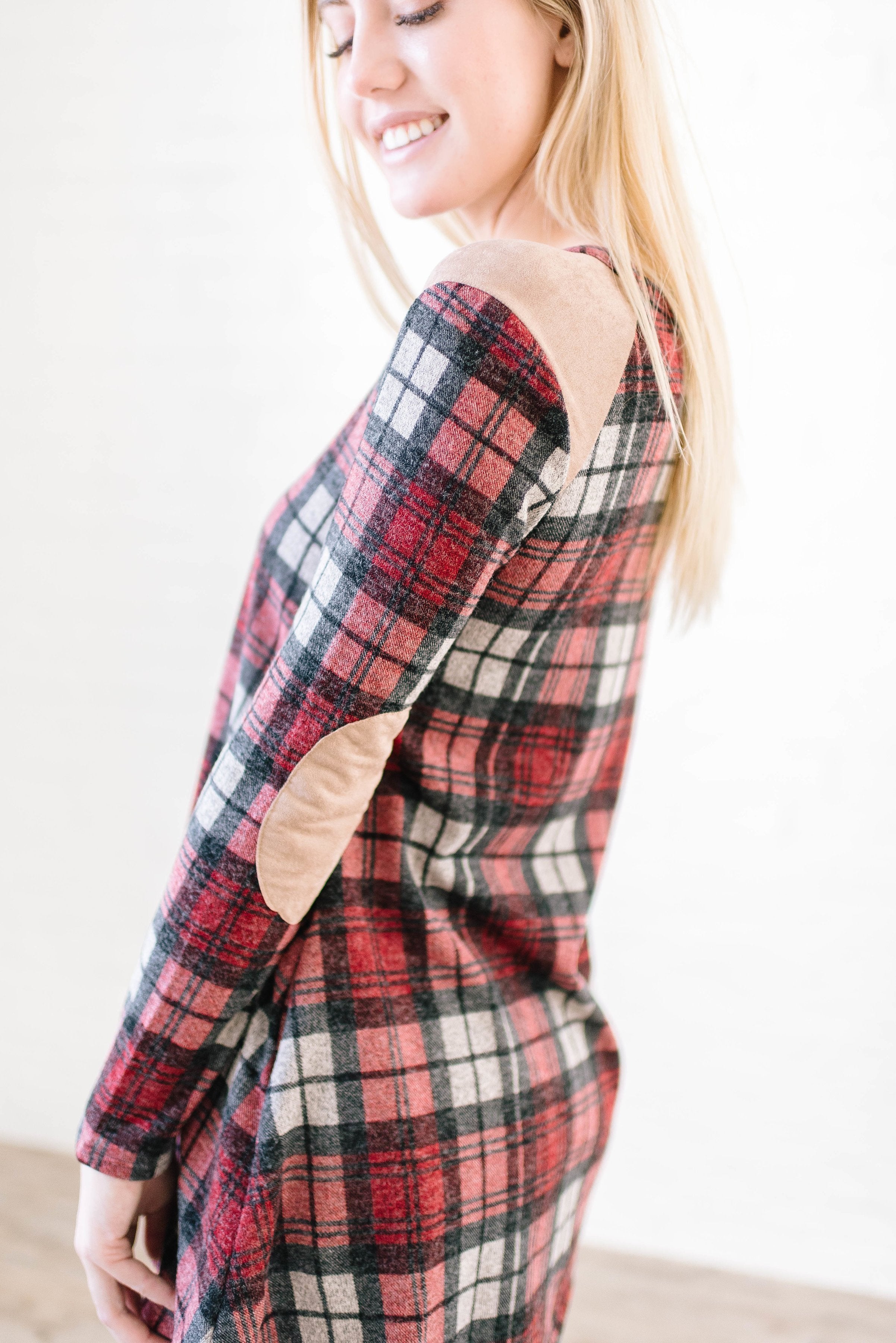 Amber Plaid Tunic in Burgundy