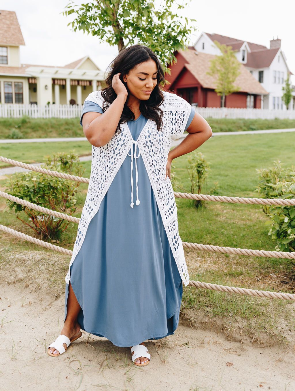 Artsy Crocheted Cardi In Ivory