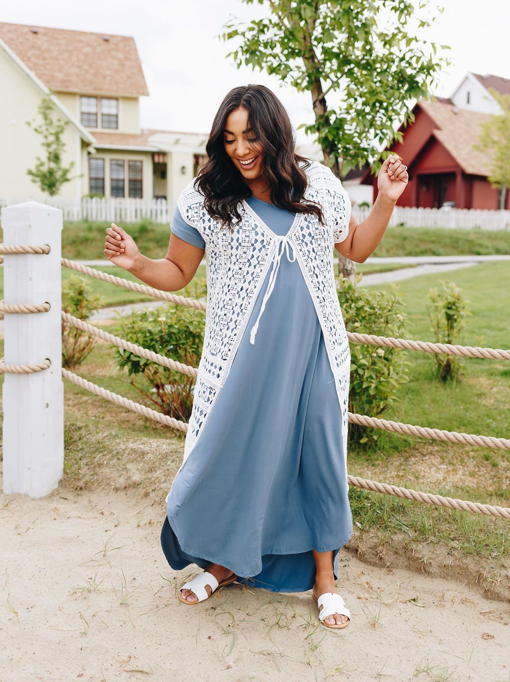 Artsy Crocheted Cardi In Ivory