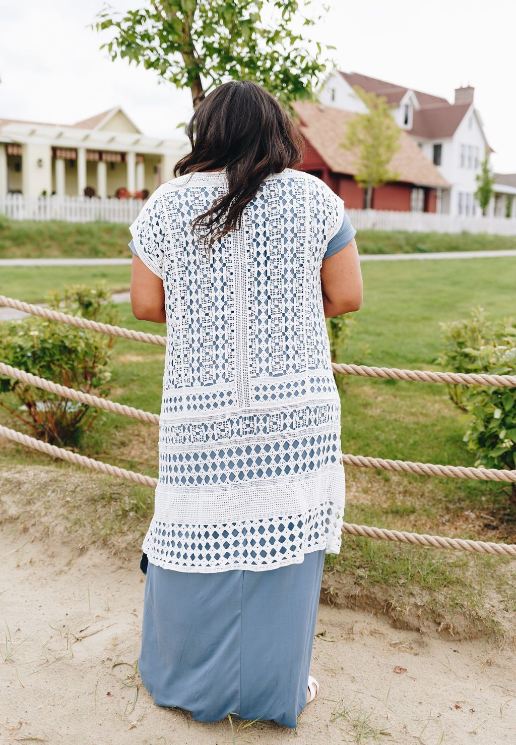 Artsy Crocheted Cardi In Ivory