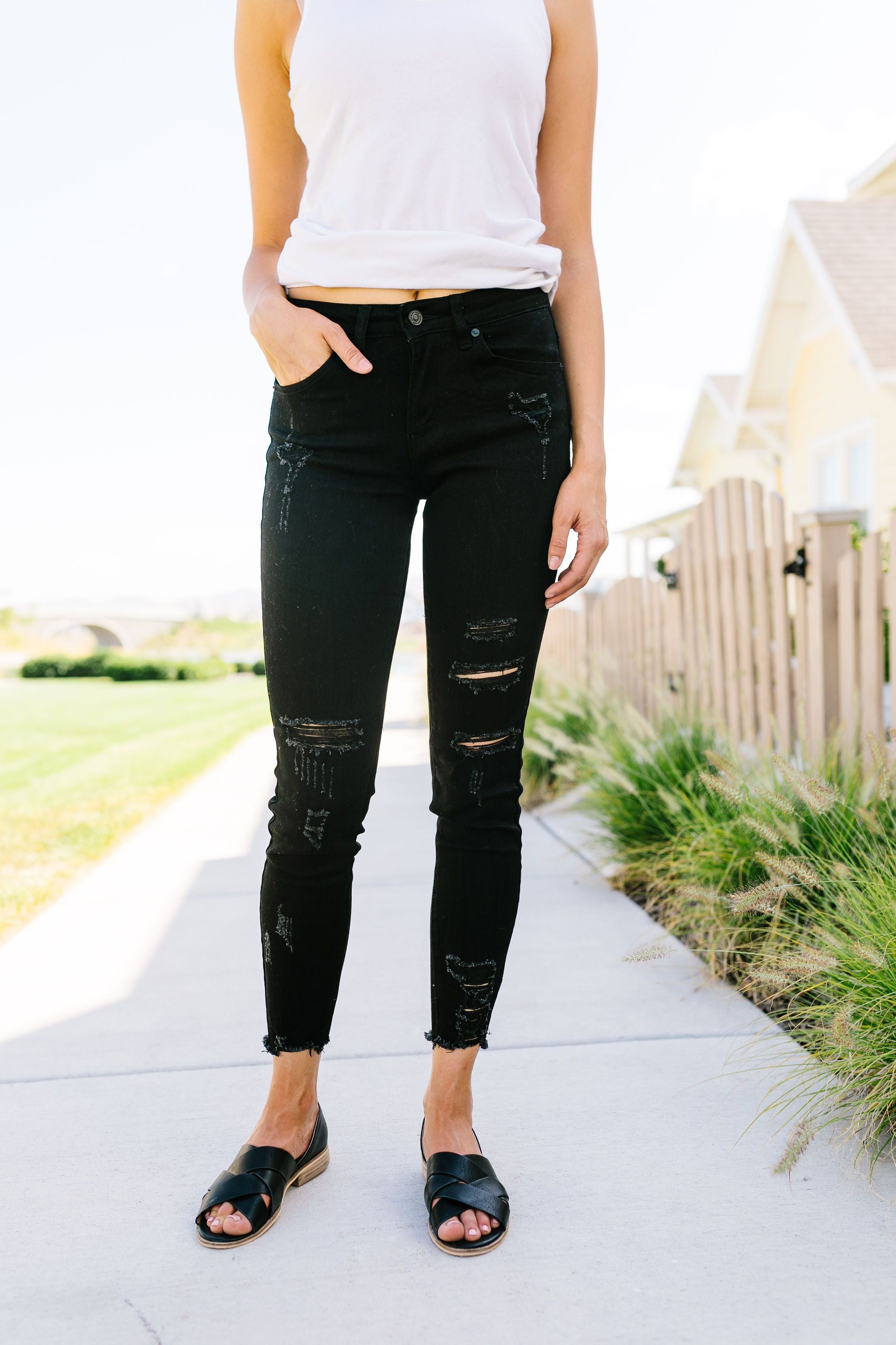 Back To Black Ripped Knee Skinny Jeans