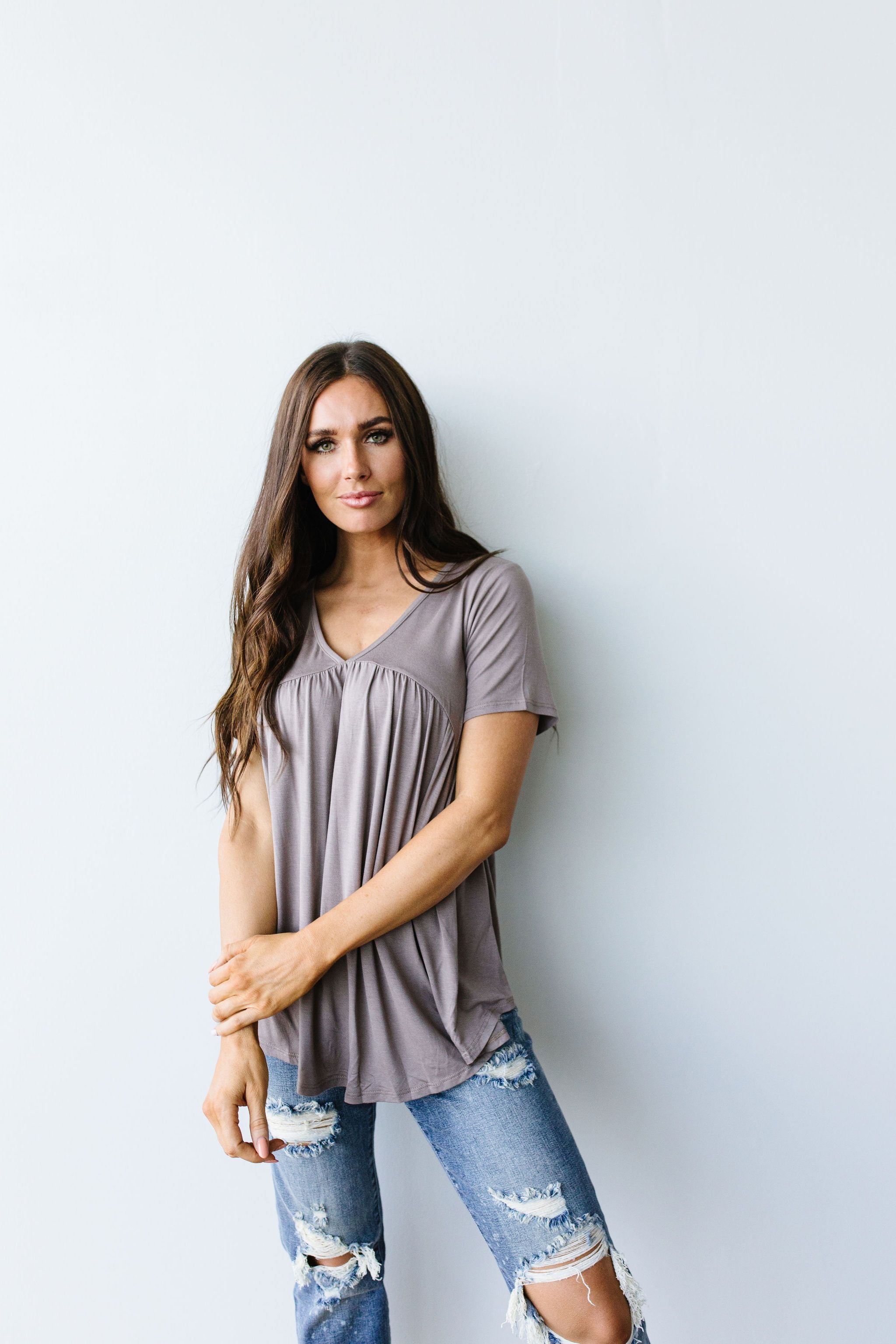 Bamboo Knit Top In Mocha