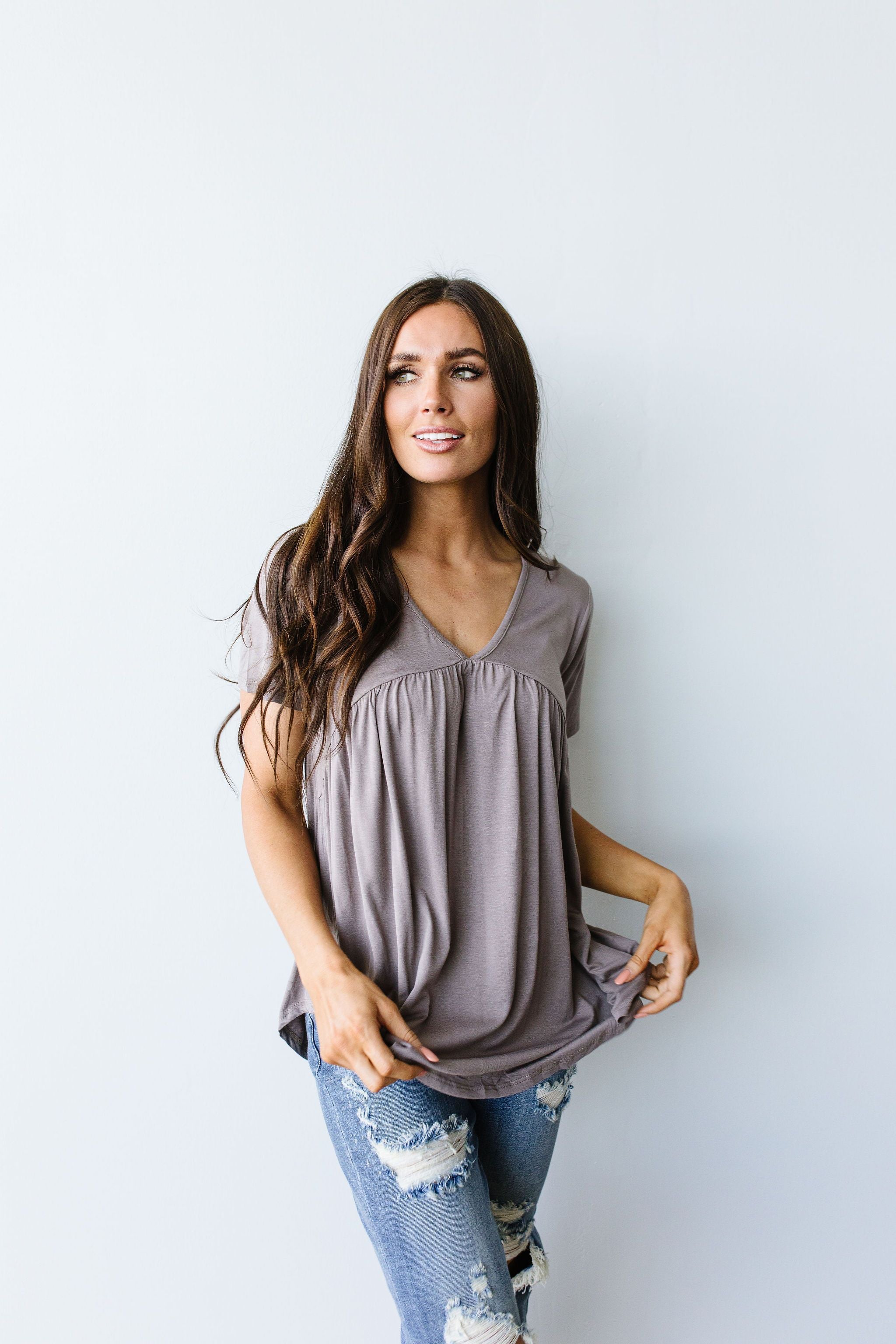 Bamboo Knit Top In Mocha