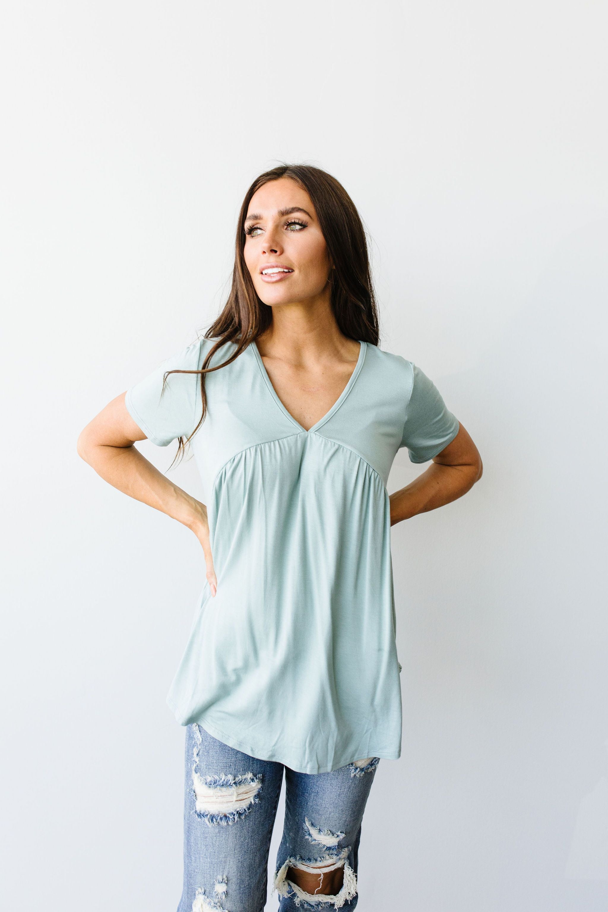 Bamboo Knit Top In Sage