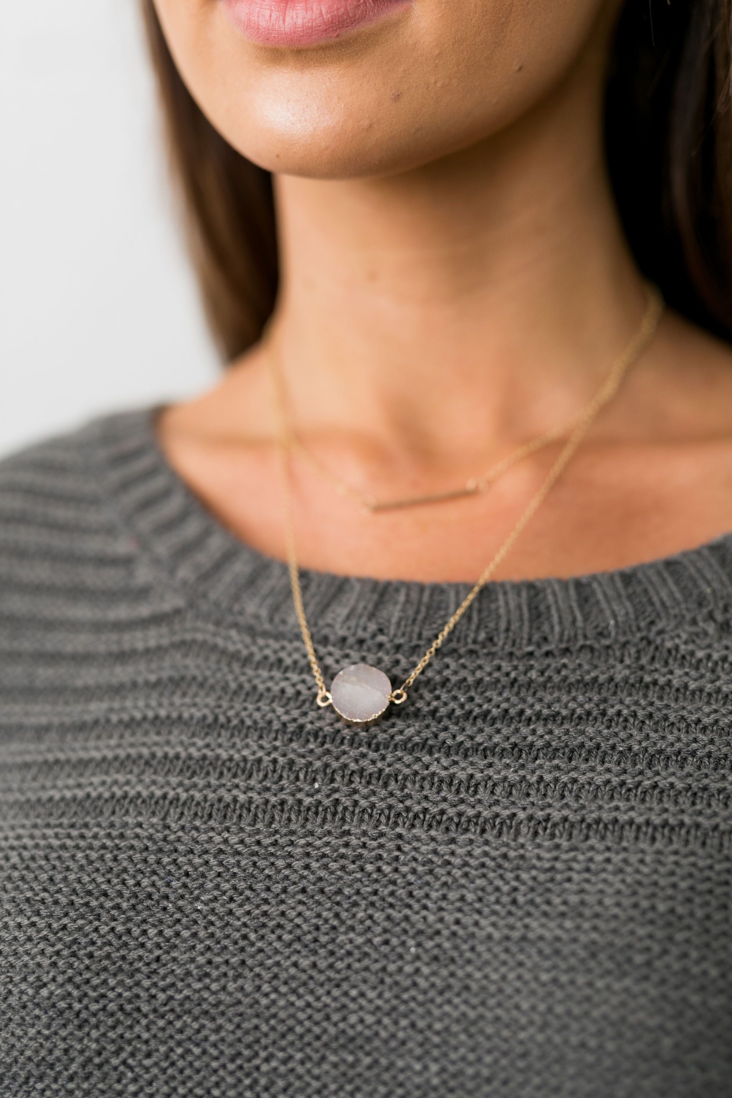 Bar None Layered Druzy Necklace