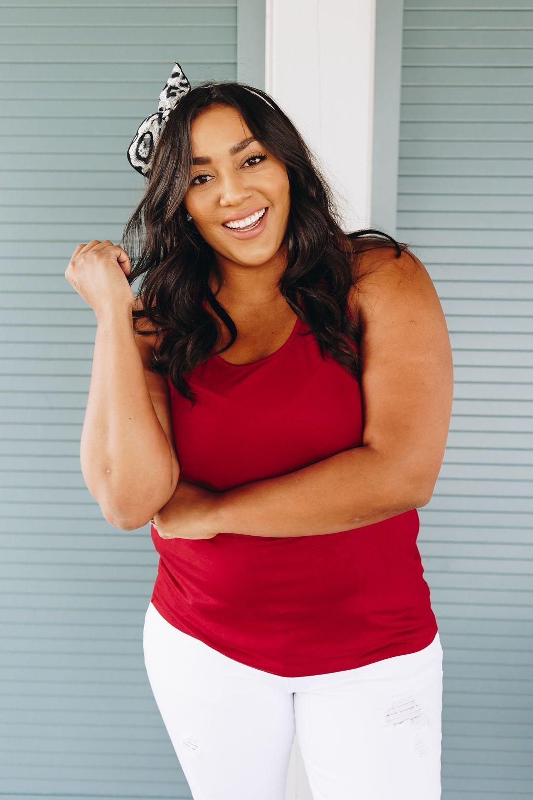 Basic Scoop Neck Tank In Crimson