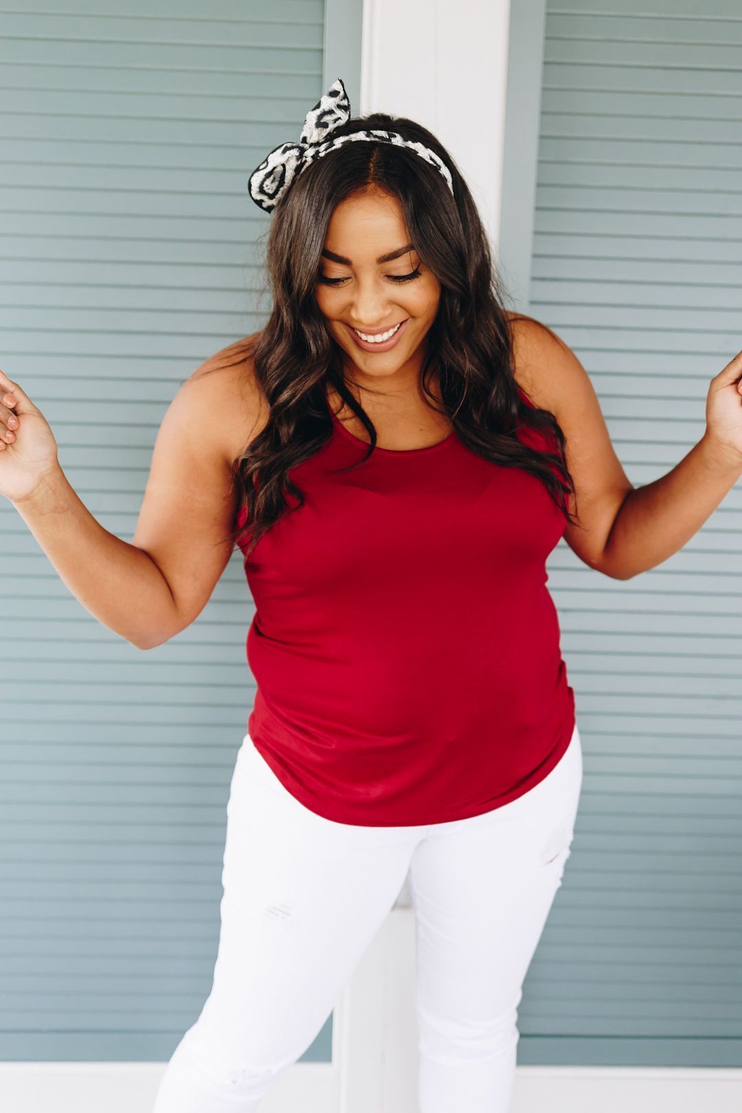 Basic Scoop Neck Tank In Crimson