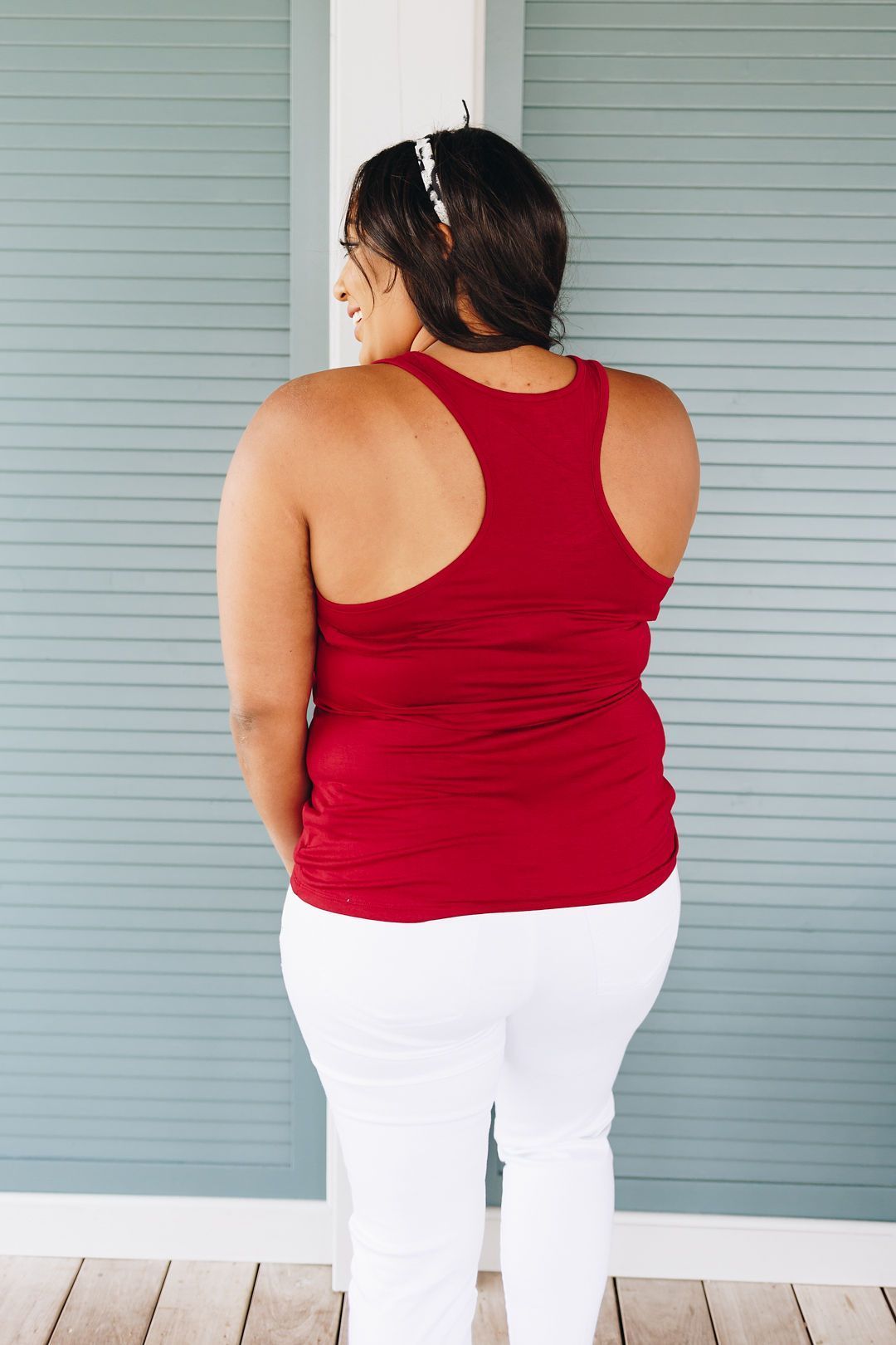 Basic Scoop Neck Tank In Crimson