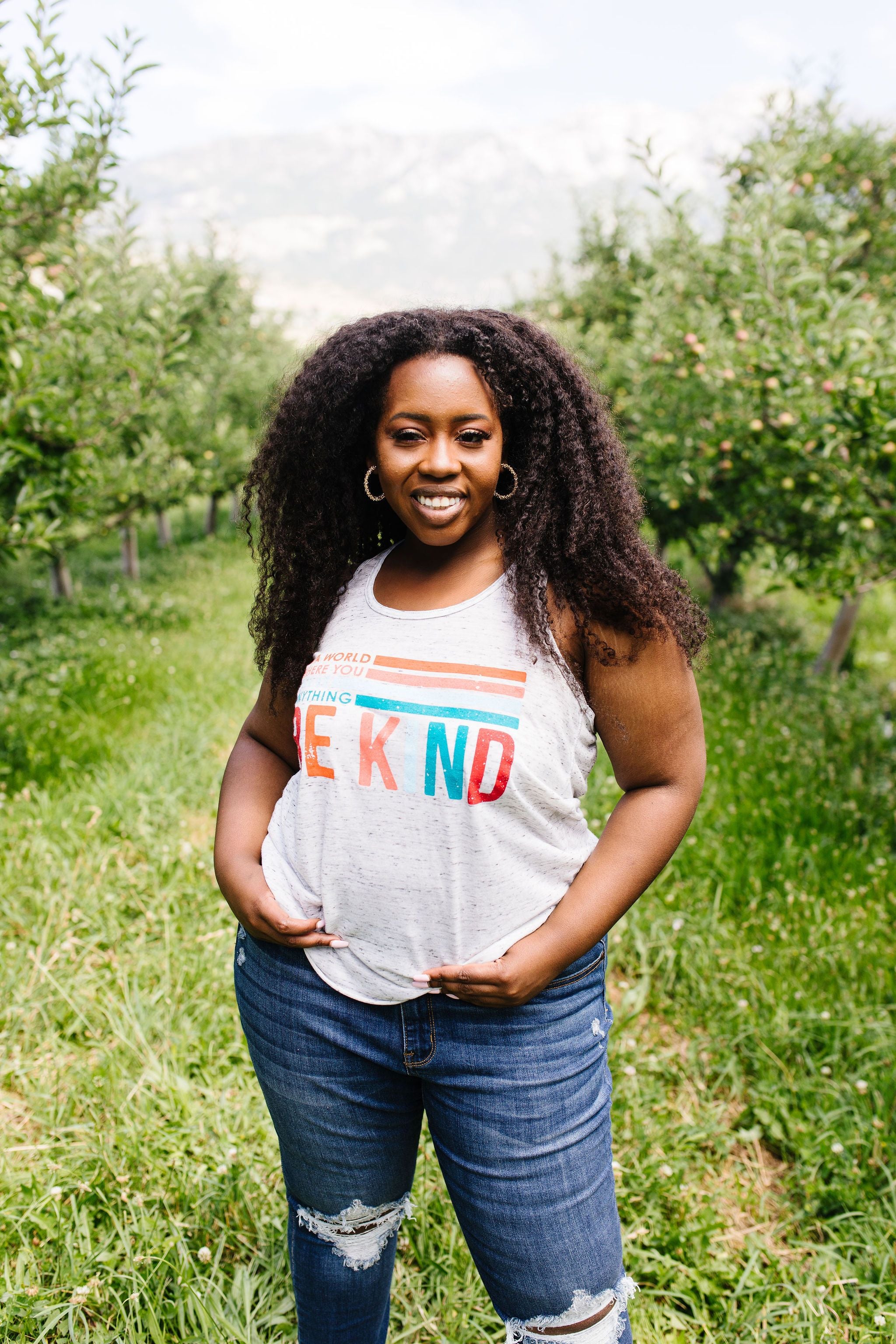 Be Kind Racerback Tank In Marbled White