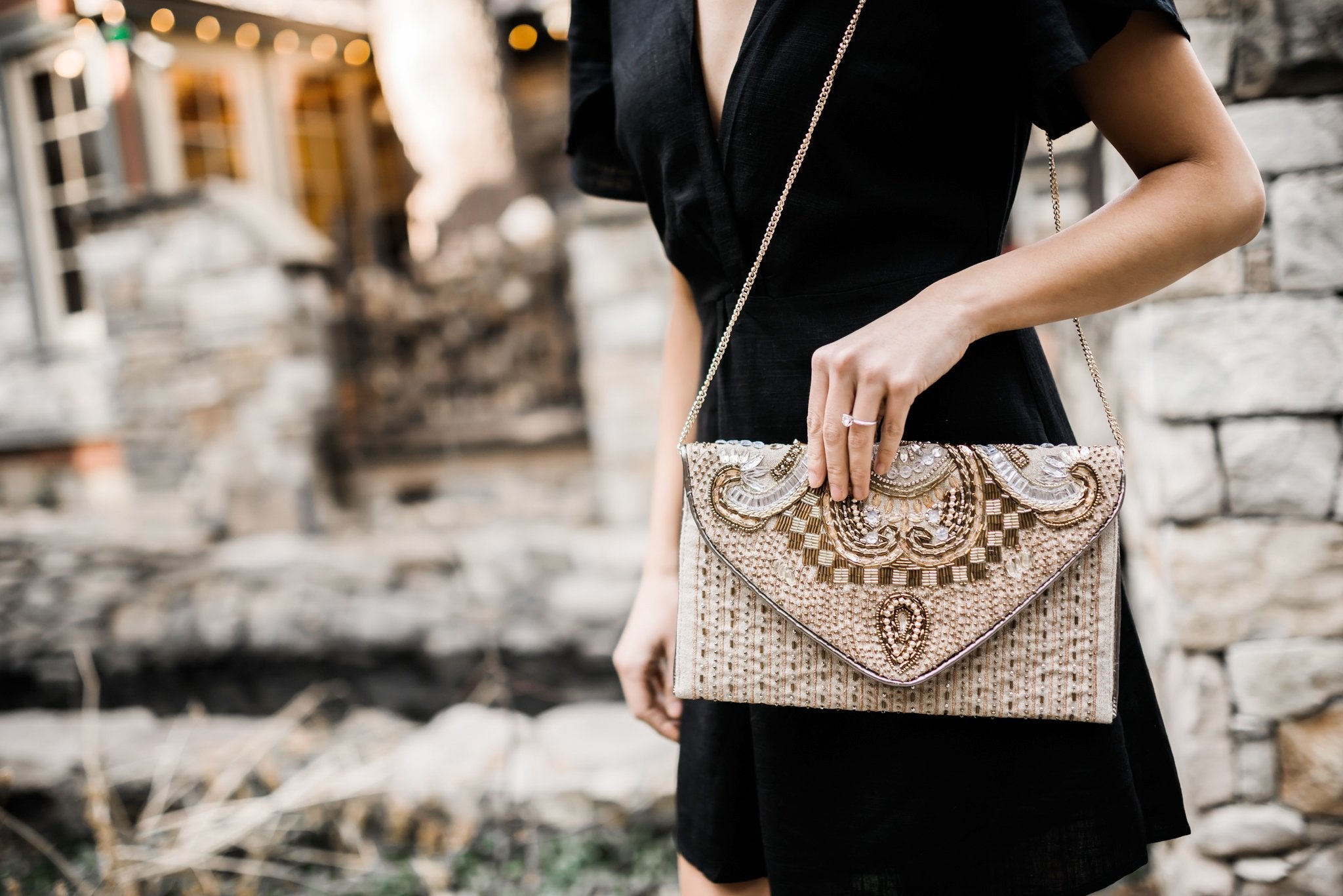 Beaded Elegance Crossbody Clutch