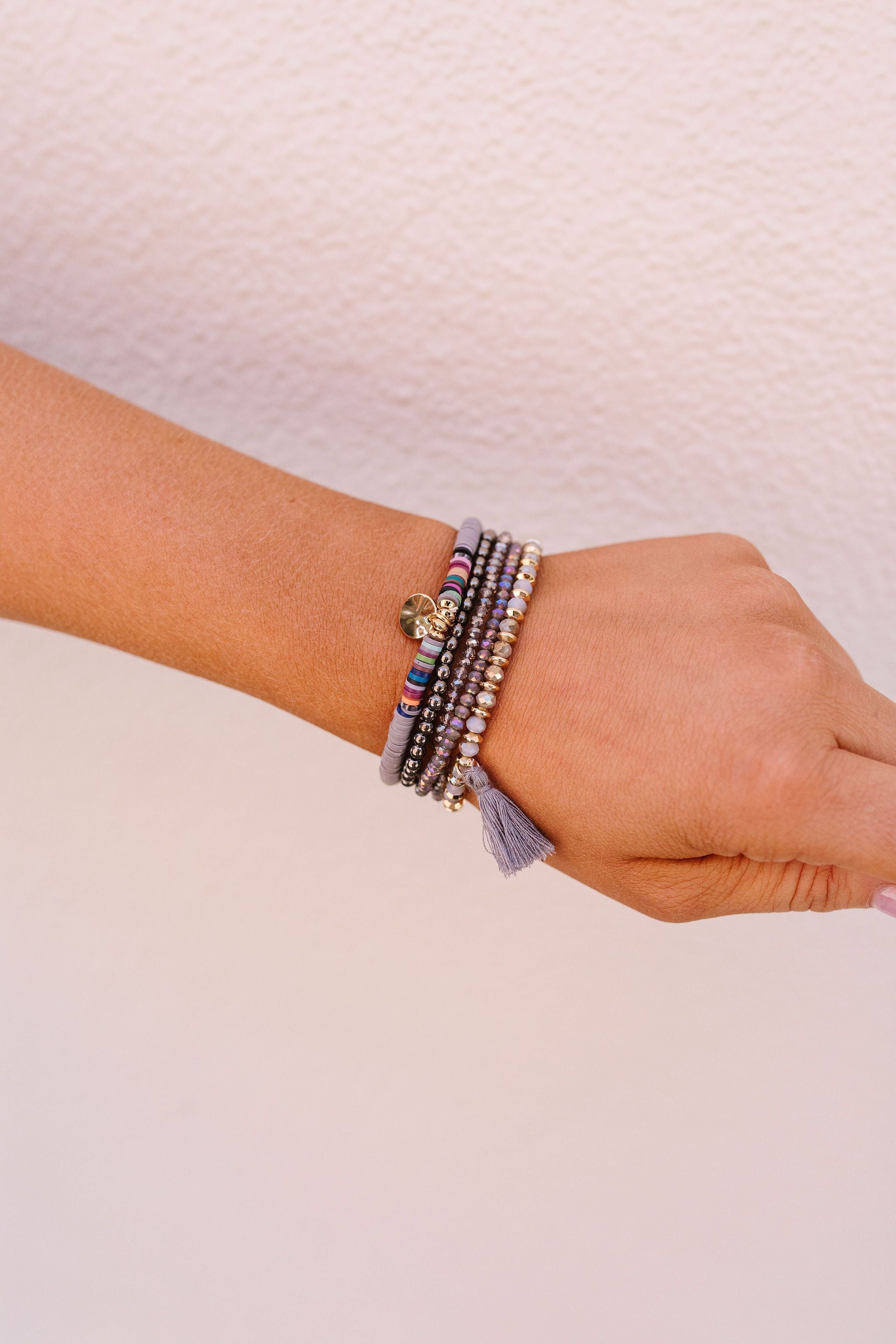 Beaded Gray Bracelet Set