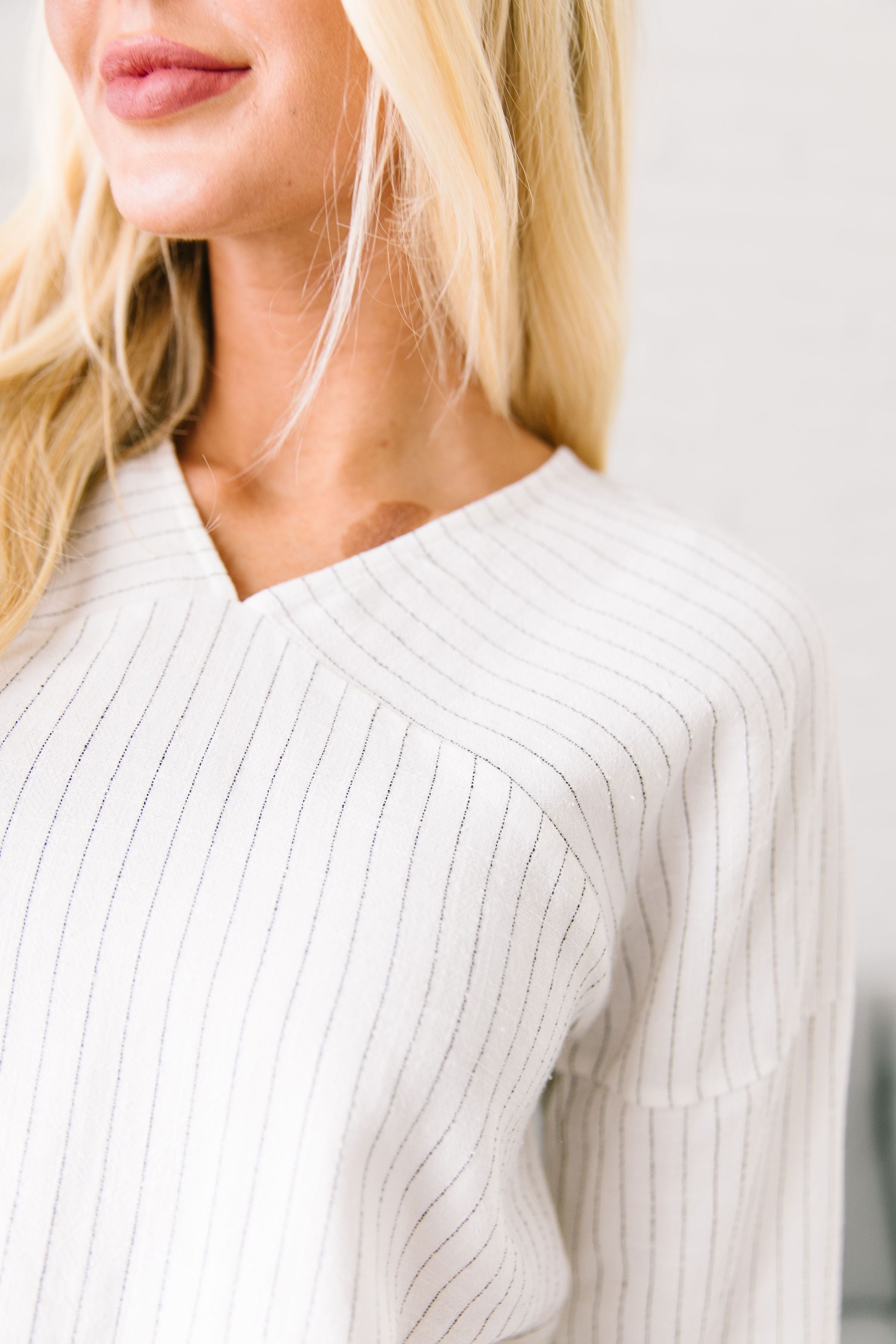 Bellevue Striped V-Neck Top - ALL SALES FINAL