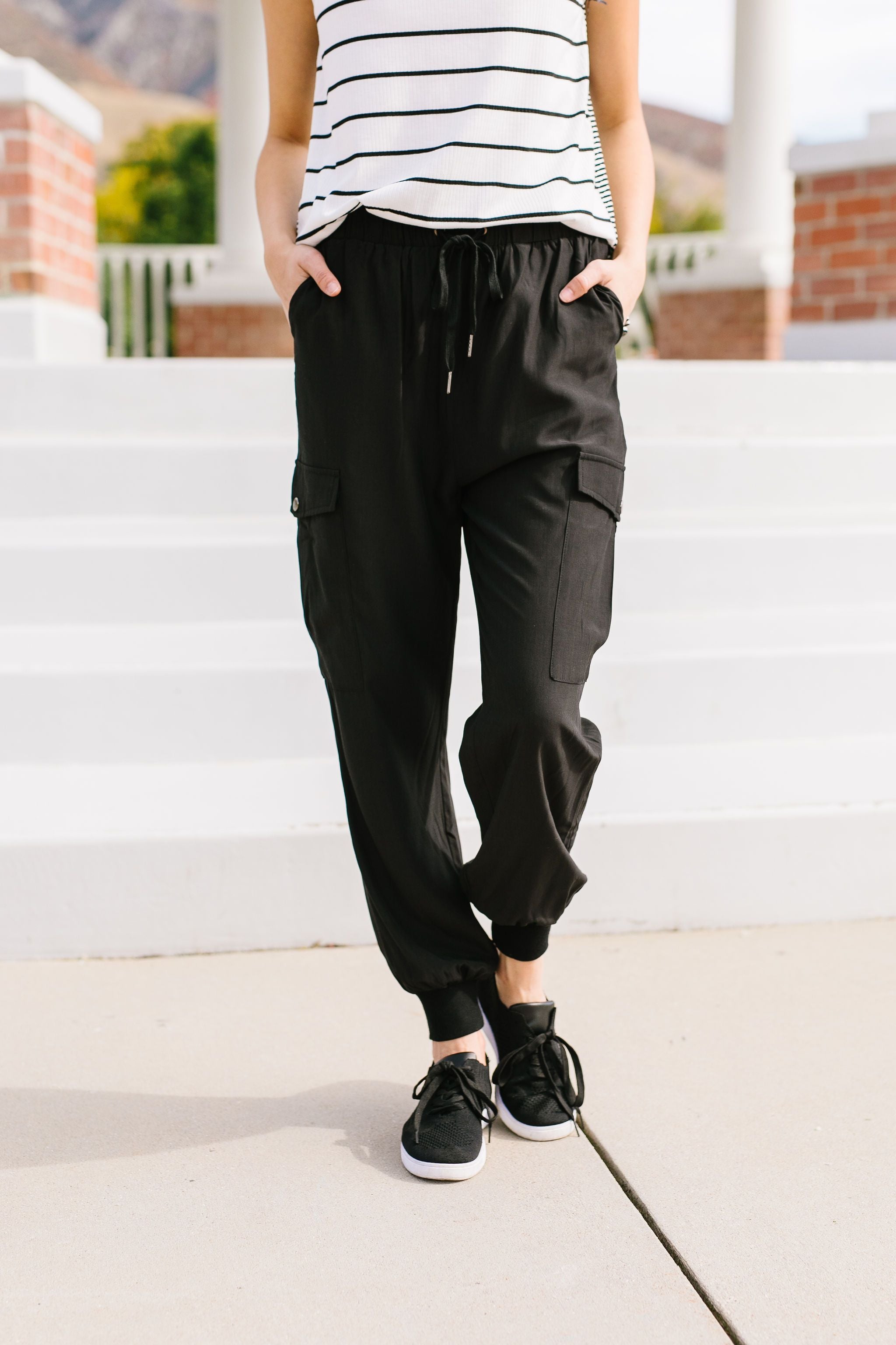 Black Cargo Joggers