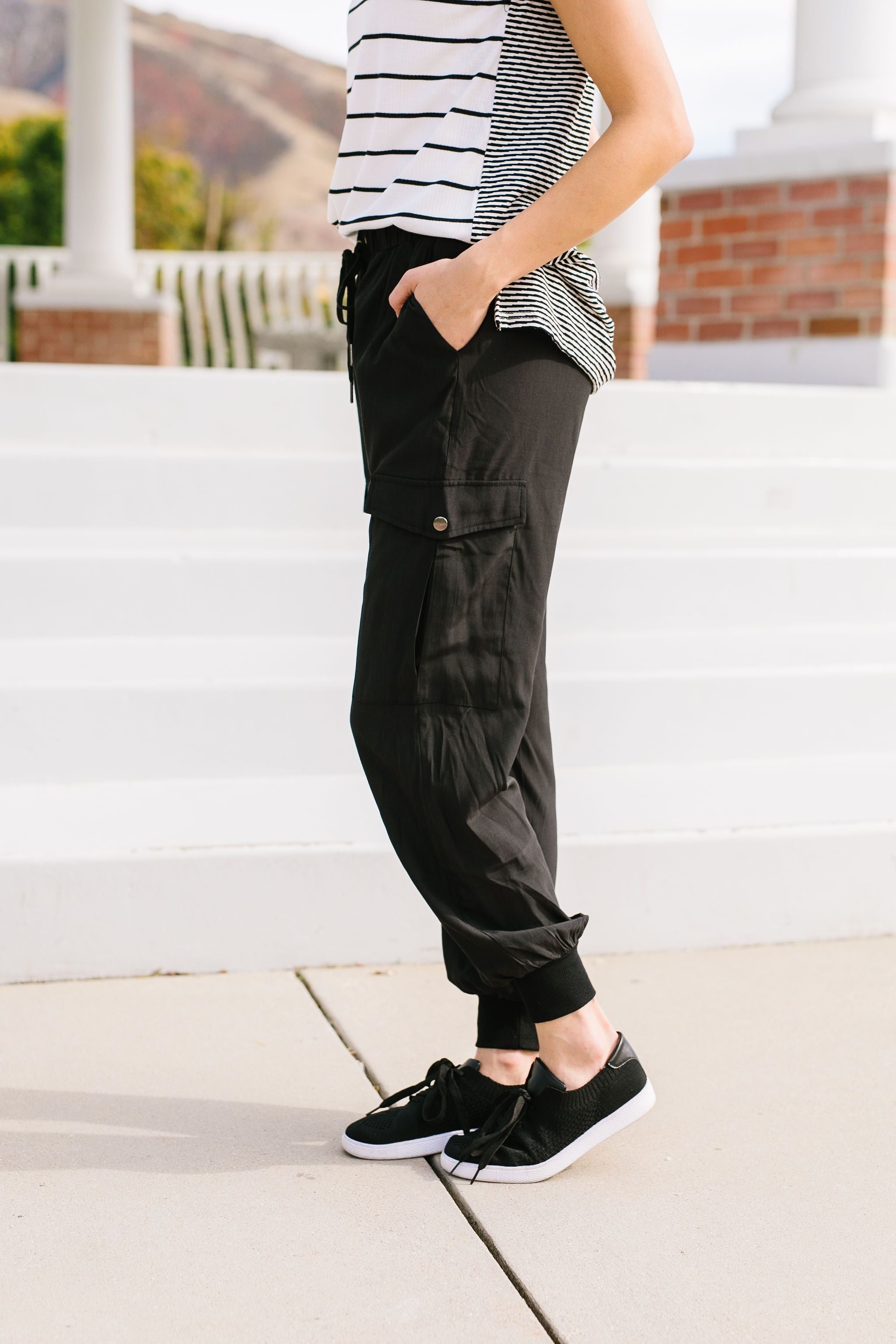 Black Cargo Joggers