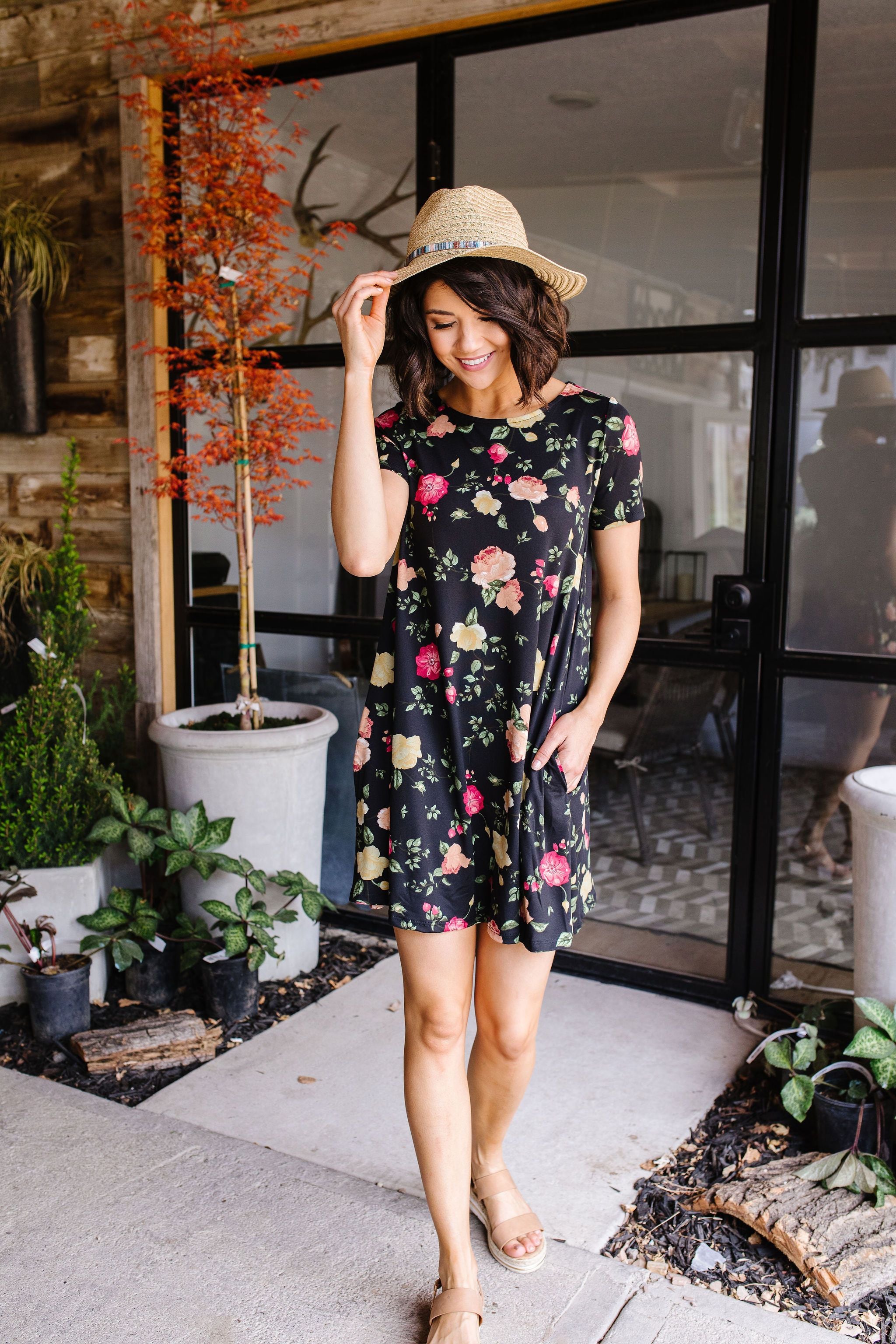 Black Garden T-Shirt Dress