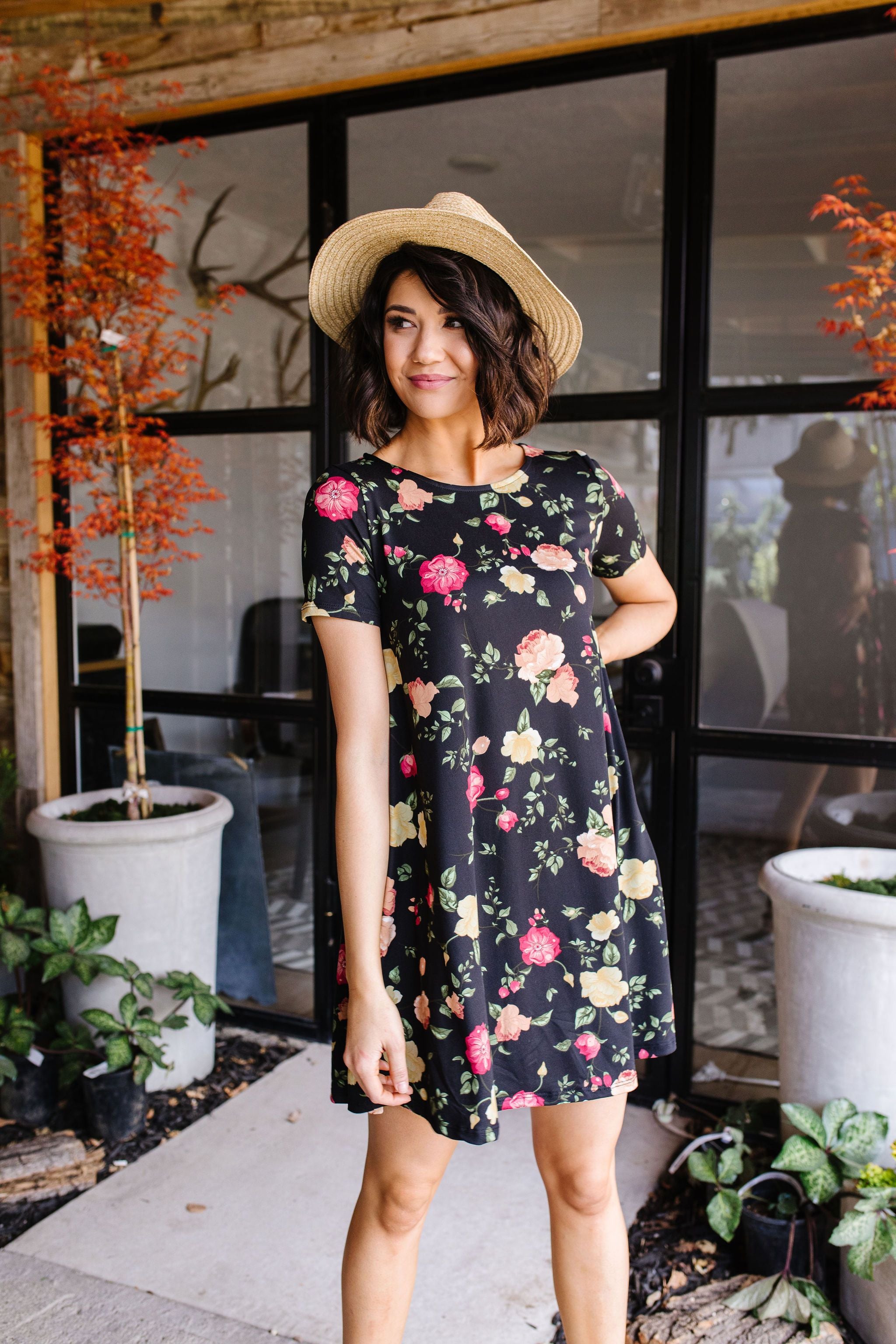 Black Garden T-Shirt Dress