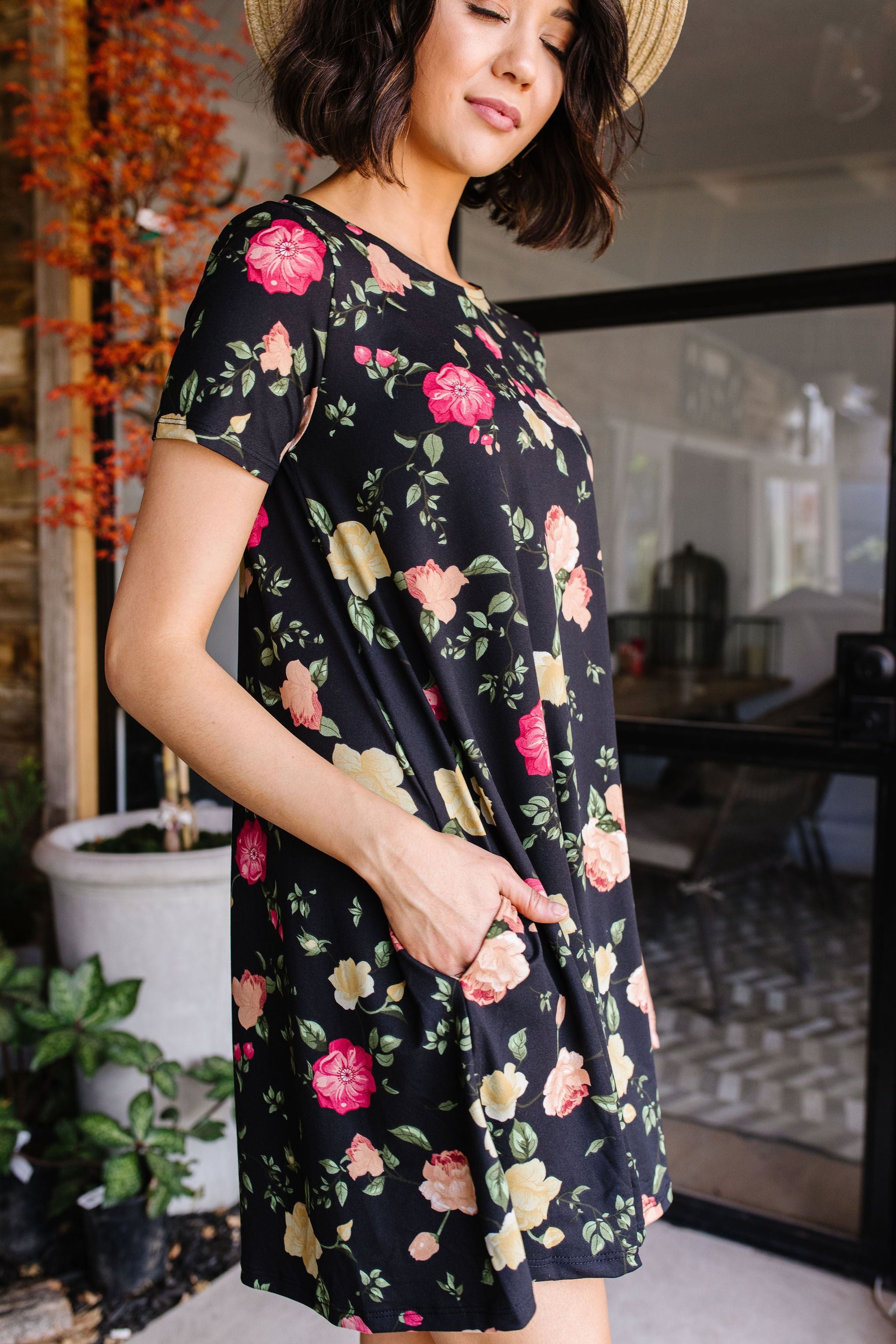 Black Garden T-Shirt Dress