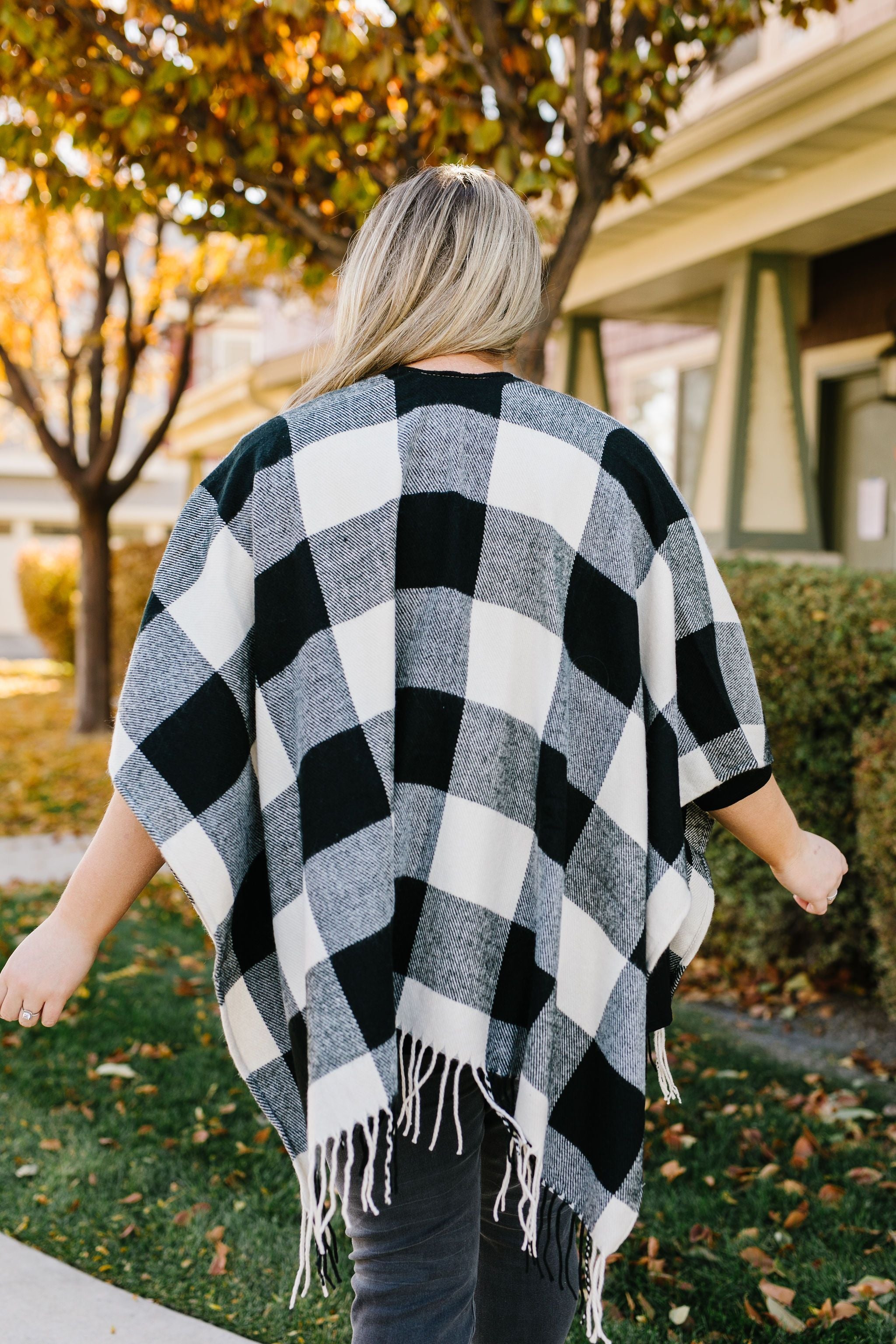 Blank Check Plaid Poncho