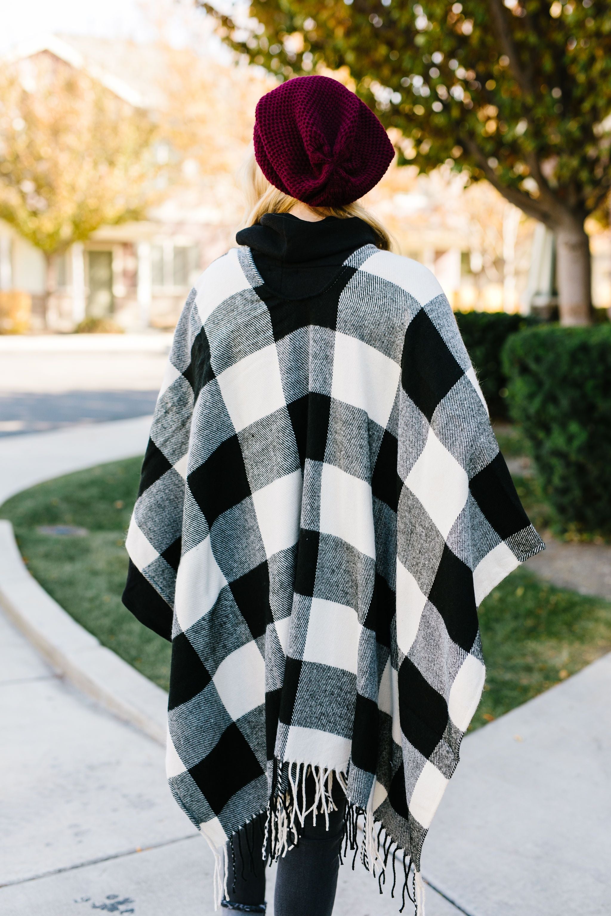 Blank Check Plaid Poncho