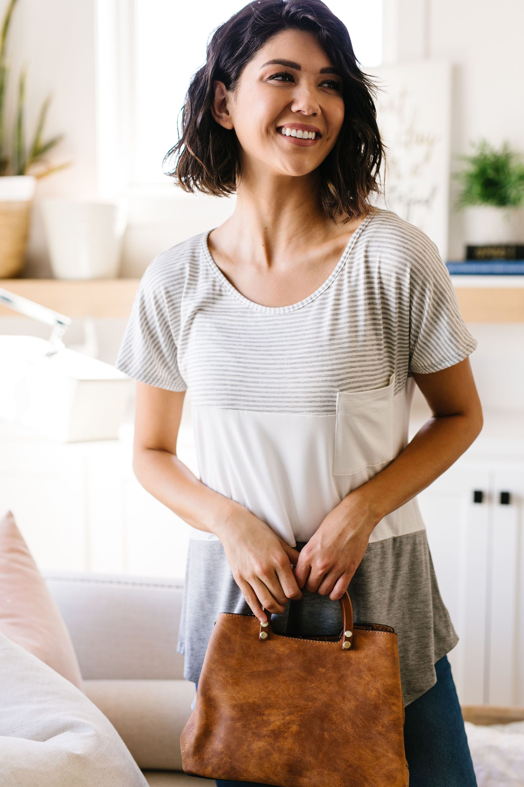 Block Party Top In Gray