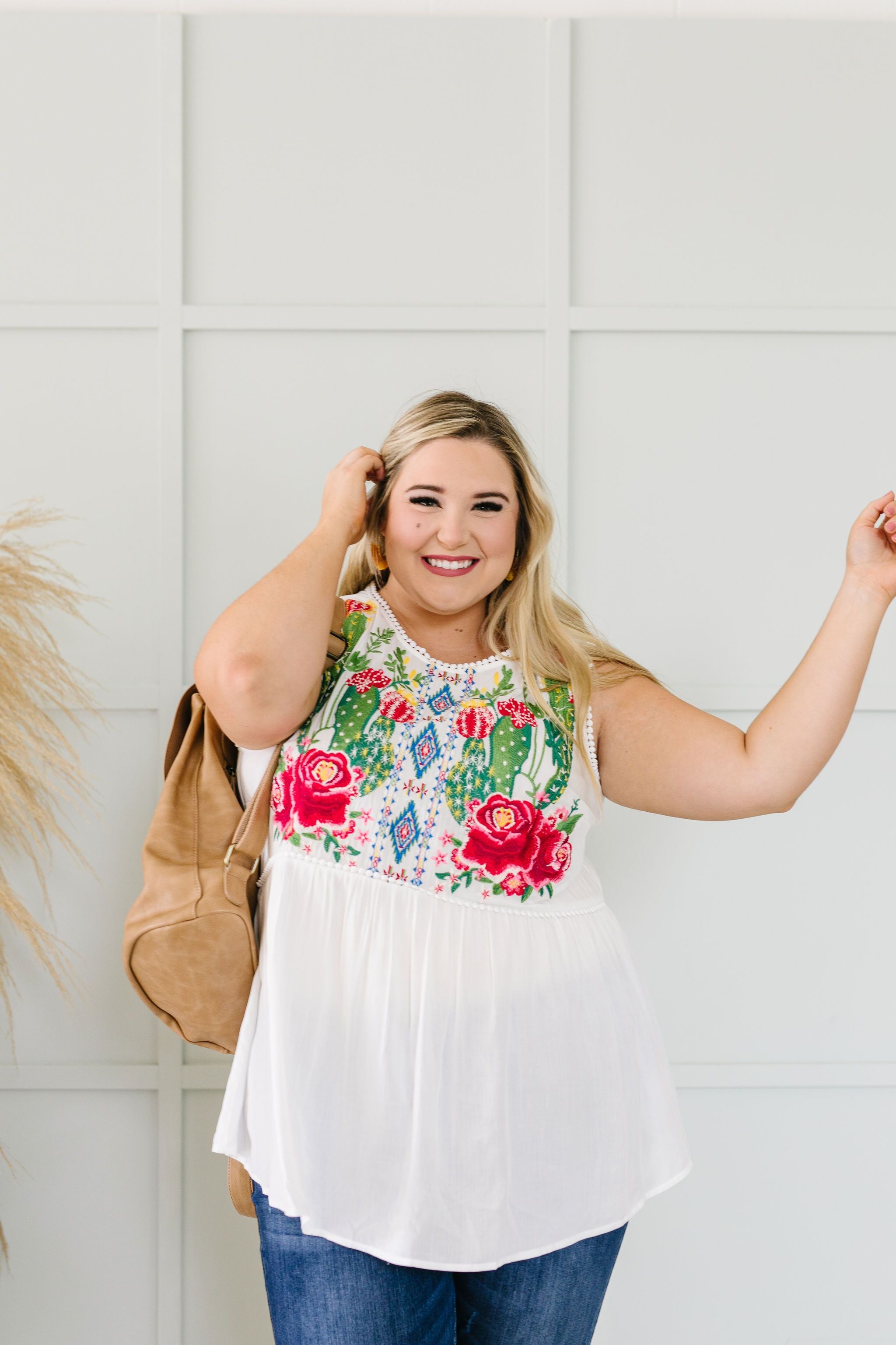 Bloom In The Desert Embroidered Top In Ivory