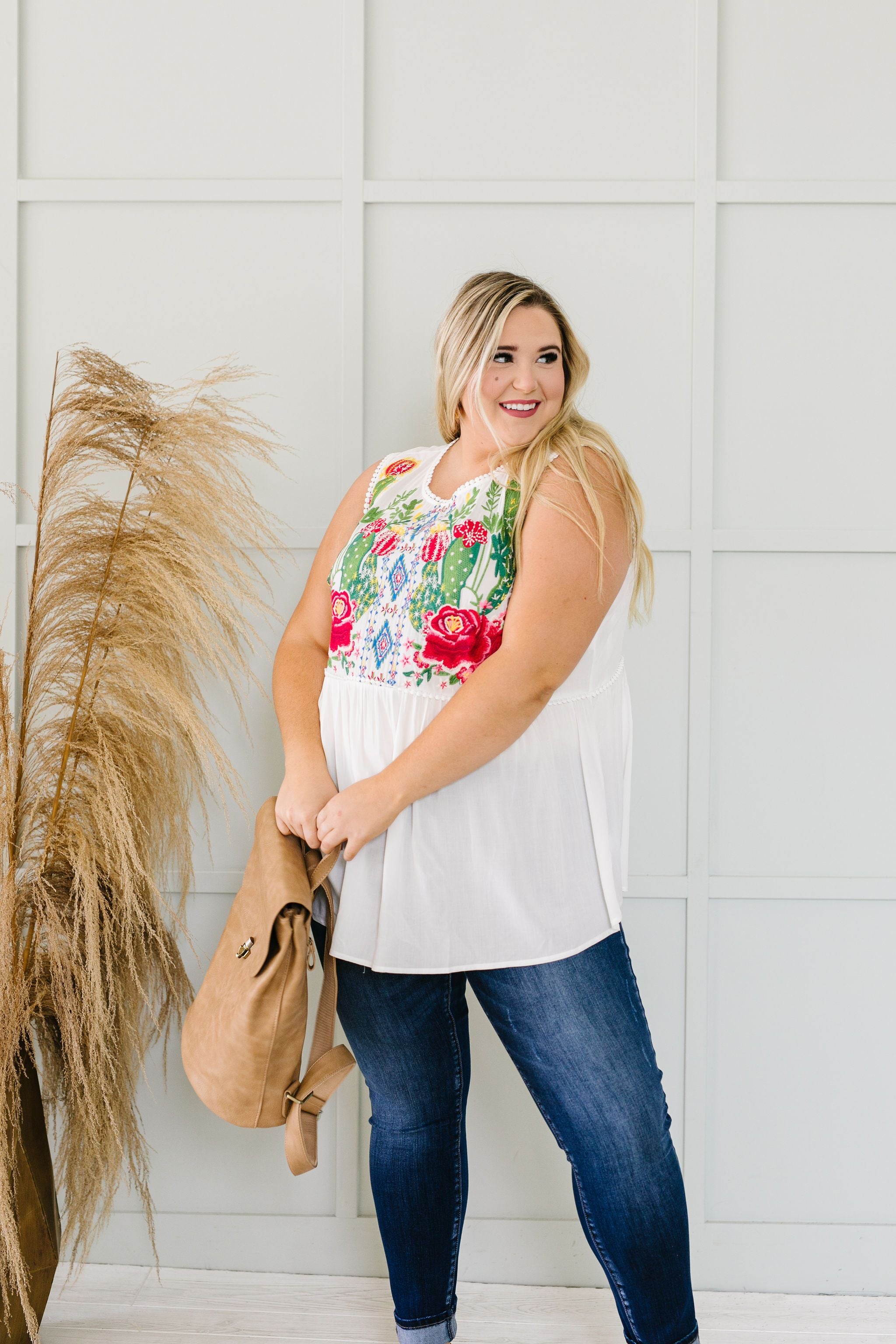 Bloom In The Desert Embroidered Top In Ivory