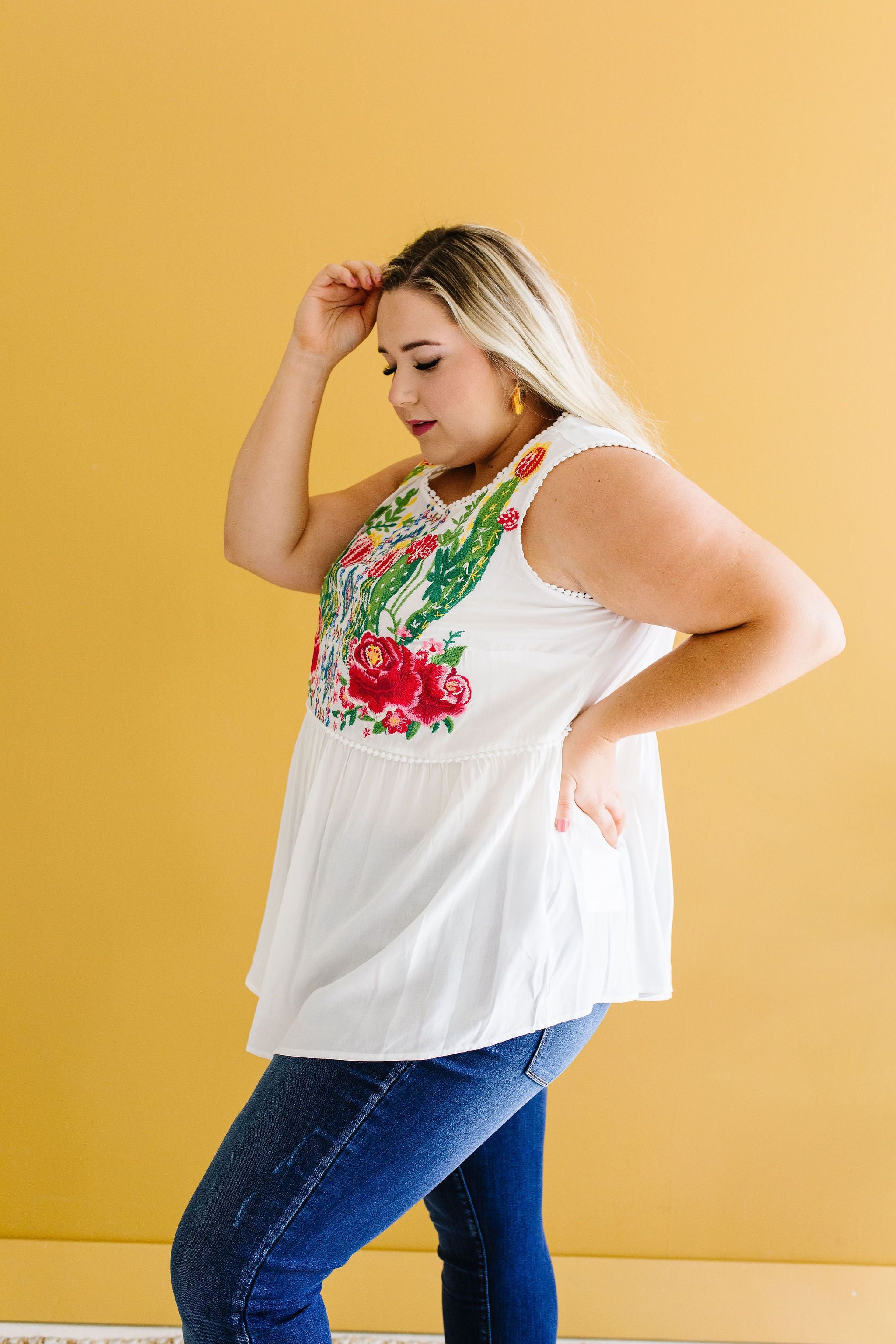 Bloom In The Desert Embroidered Top In Ivory